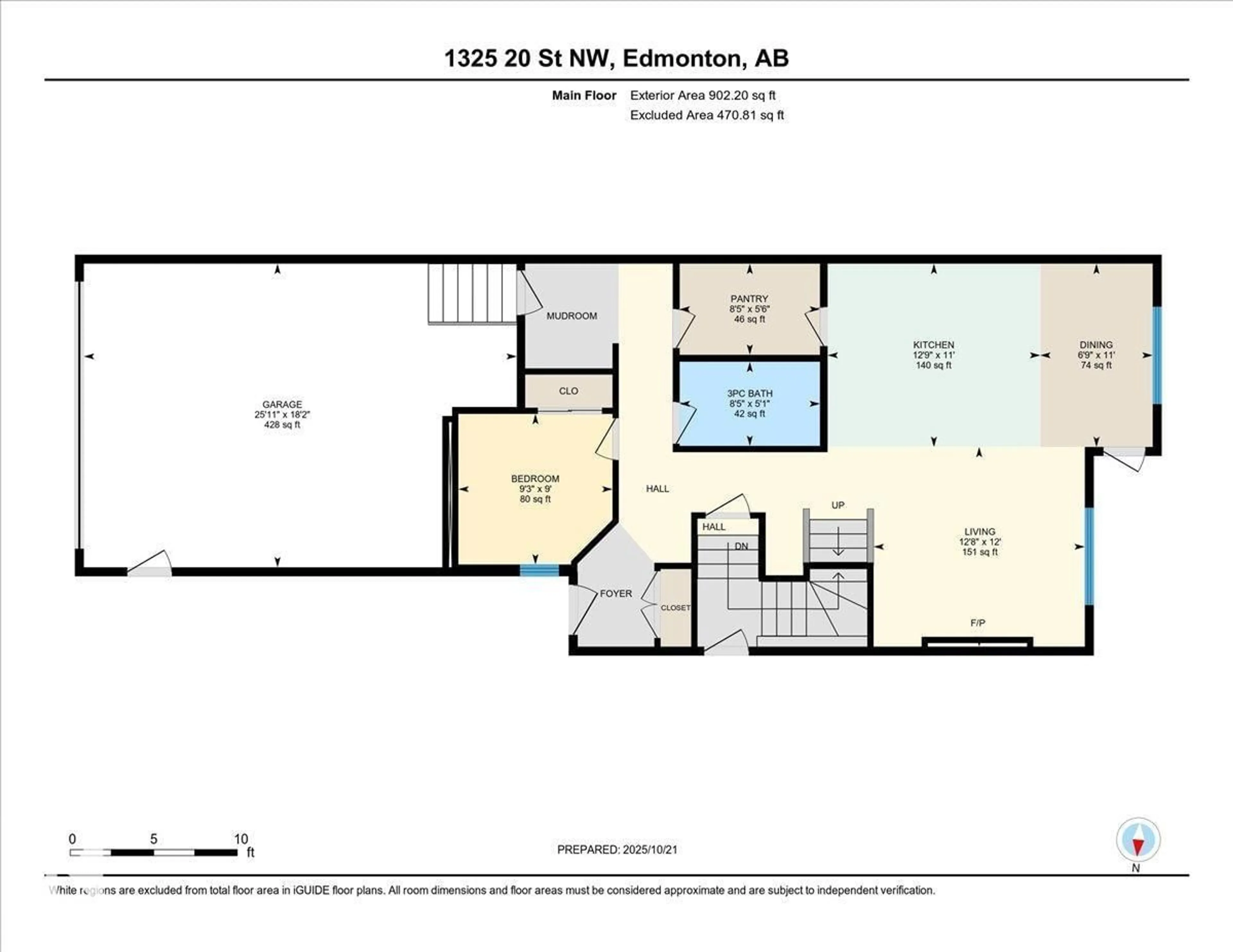 Floor plan for NW - 1325 20 ST, Edmonton Alberta T6T2R8