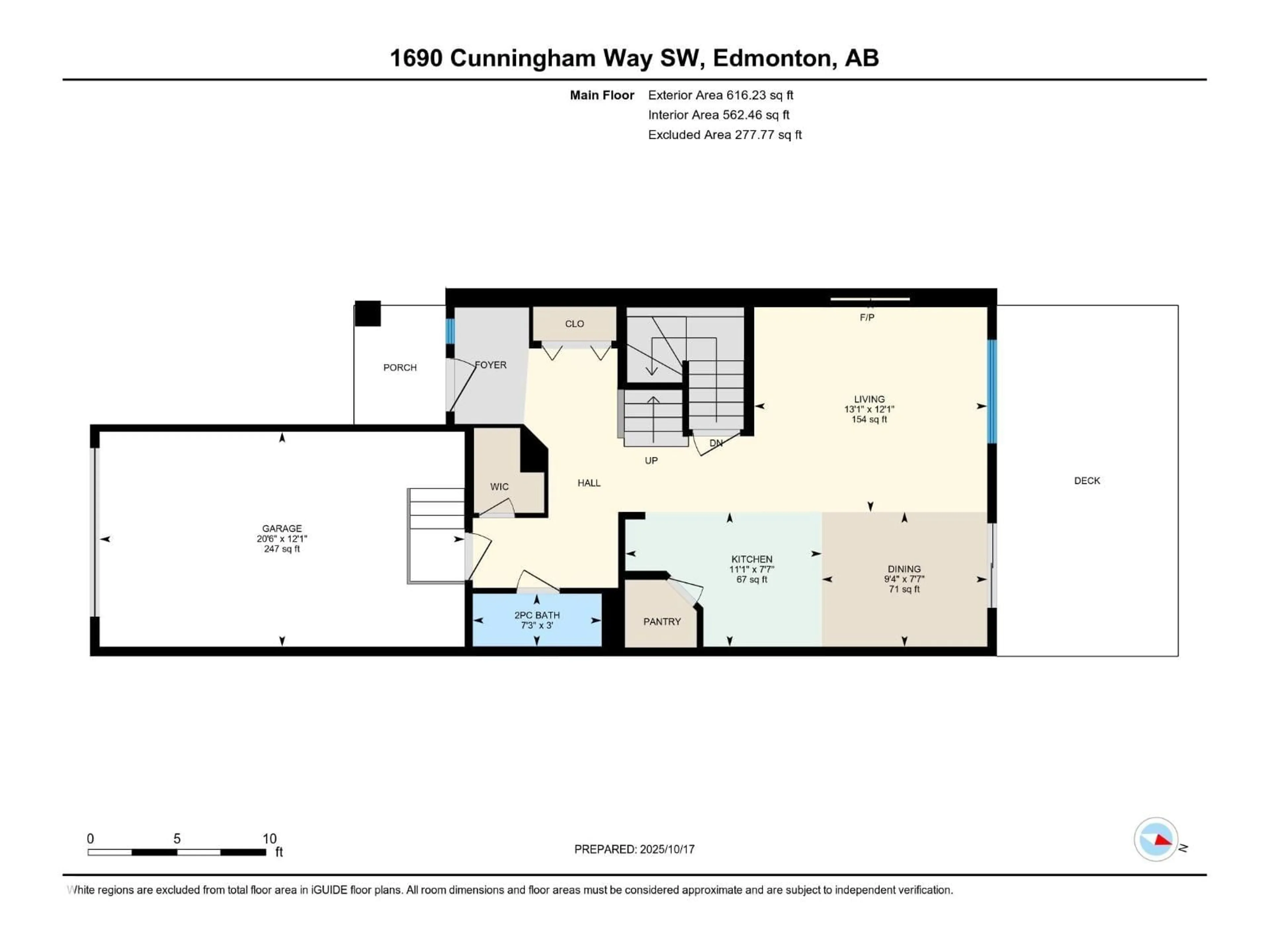 Floor plan for 1690 CUNNINGHAM WY, Edmonton Alberta T6W0W5