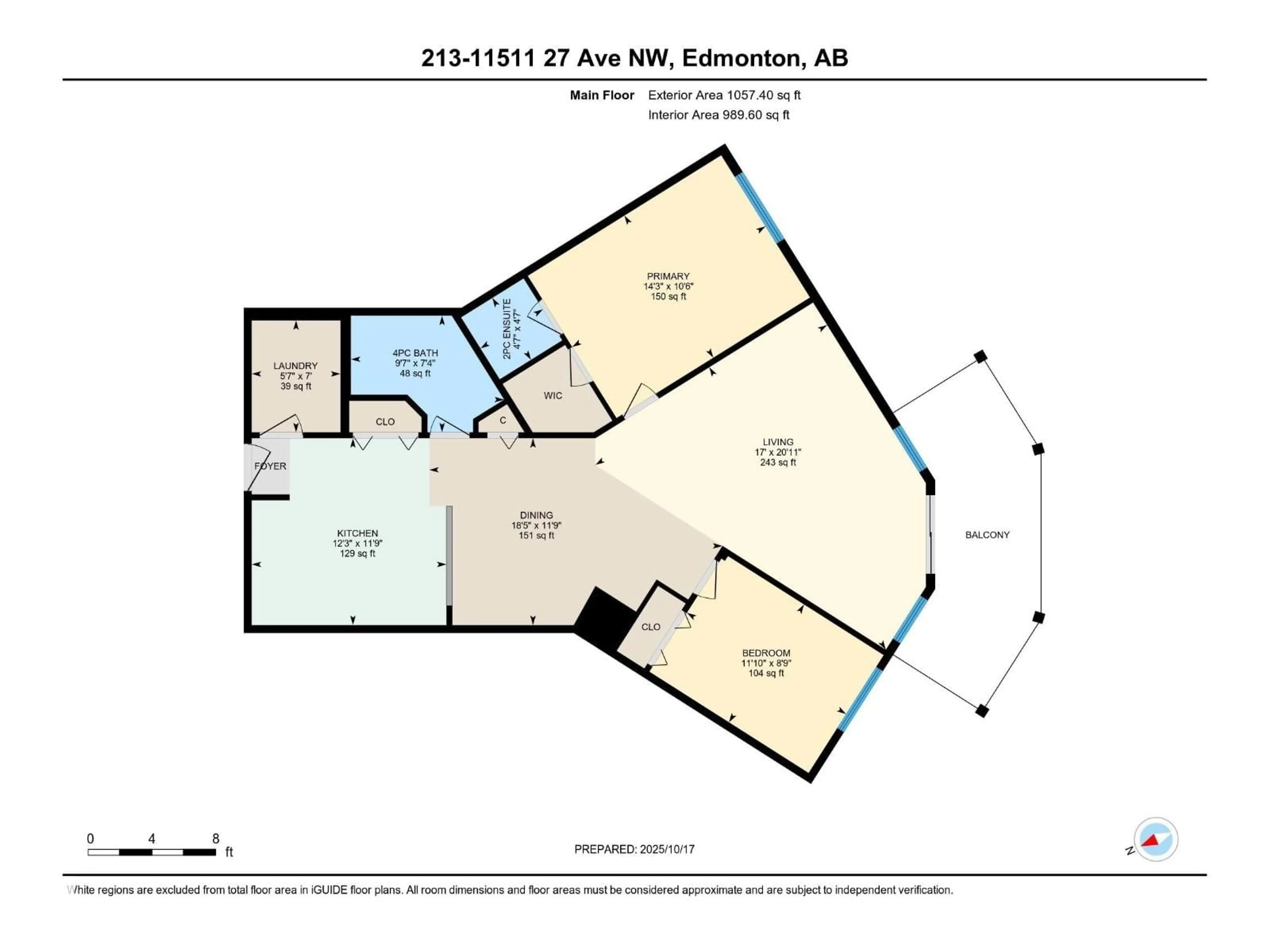 Floor plan for #213 - 11511 27 AV, Edmonton Alberta T6J7J8