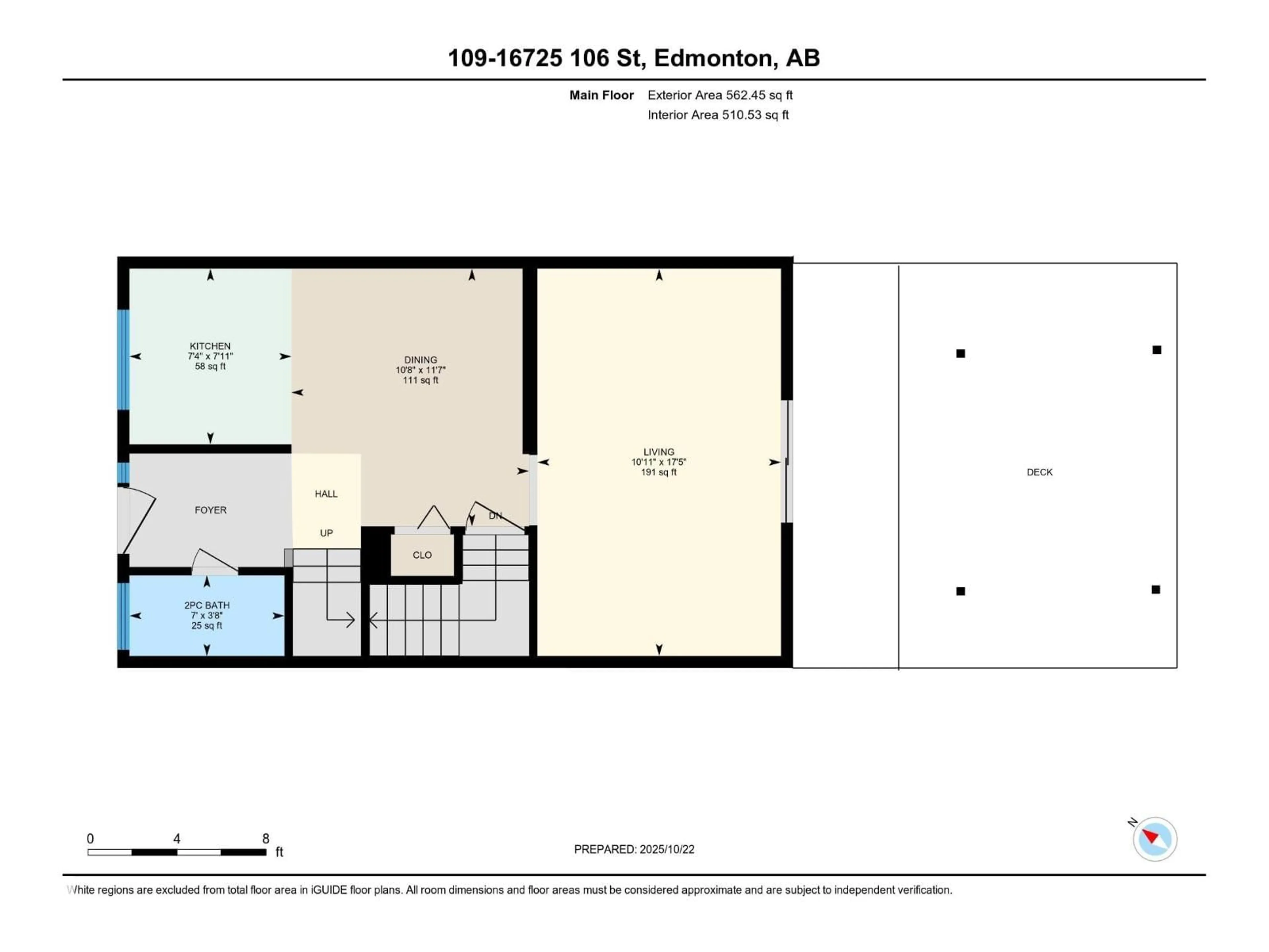 Floor plan for #109 - 16725 106 ST, Edmonton Alberta T5X5G5