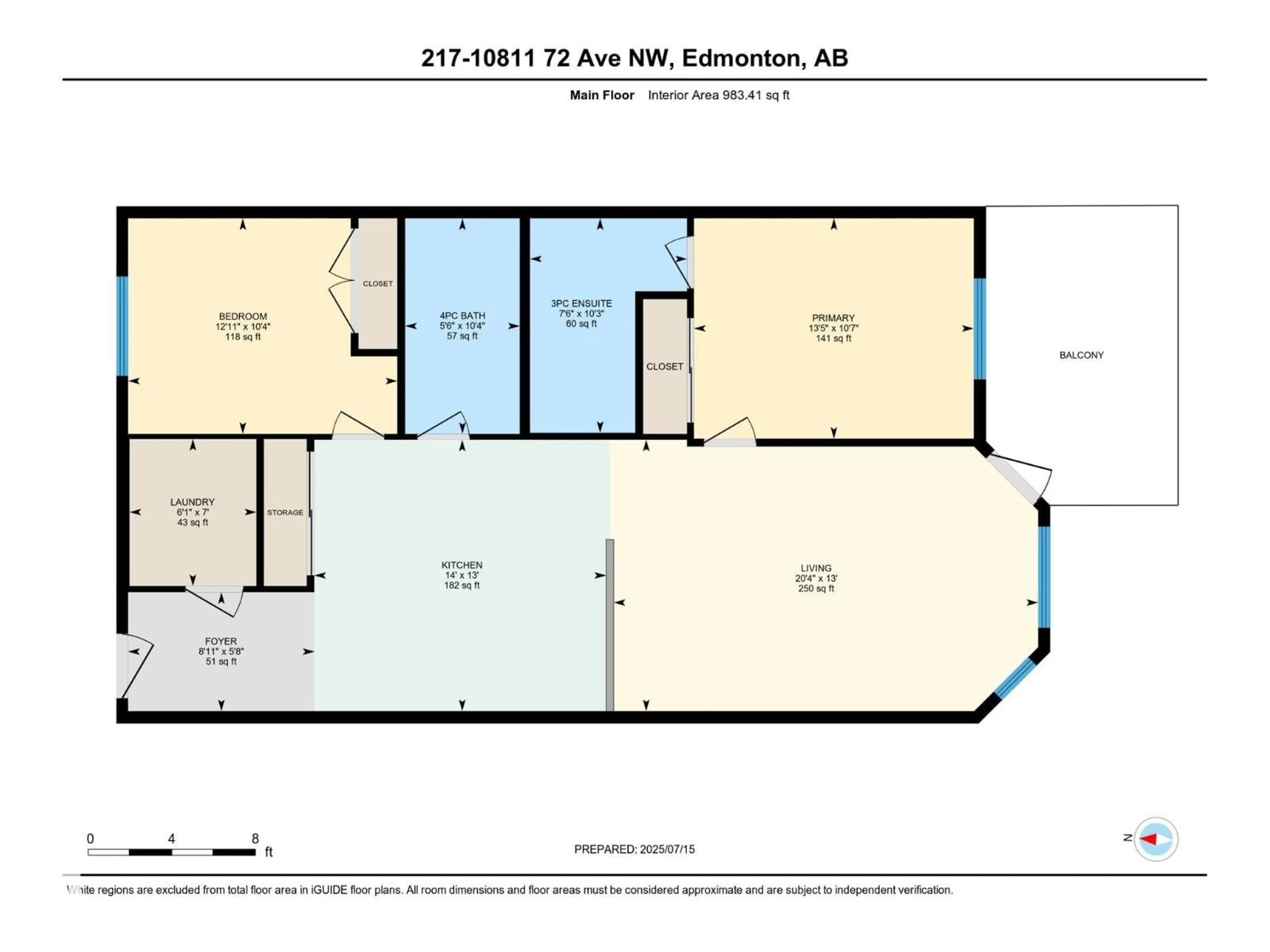 Floor plan for 217 - 10811 72 AV, Edmonton Alberta T6E1A4