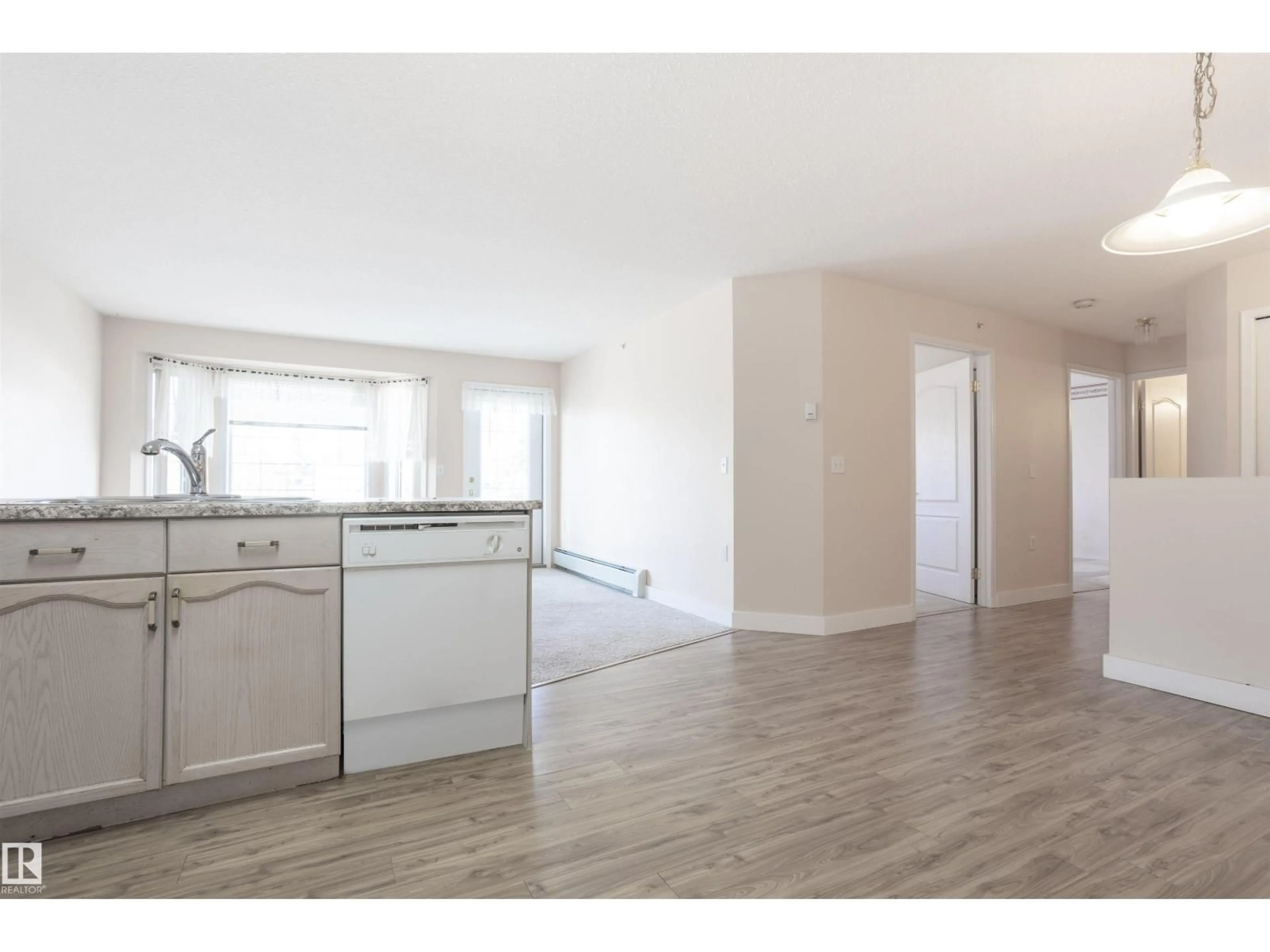 Open concept kitchen, wood/laminate floor for 262 - 13441 127 ST, Edmonton Alberta T5L5B6