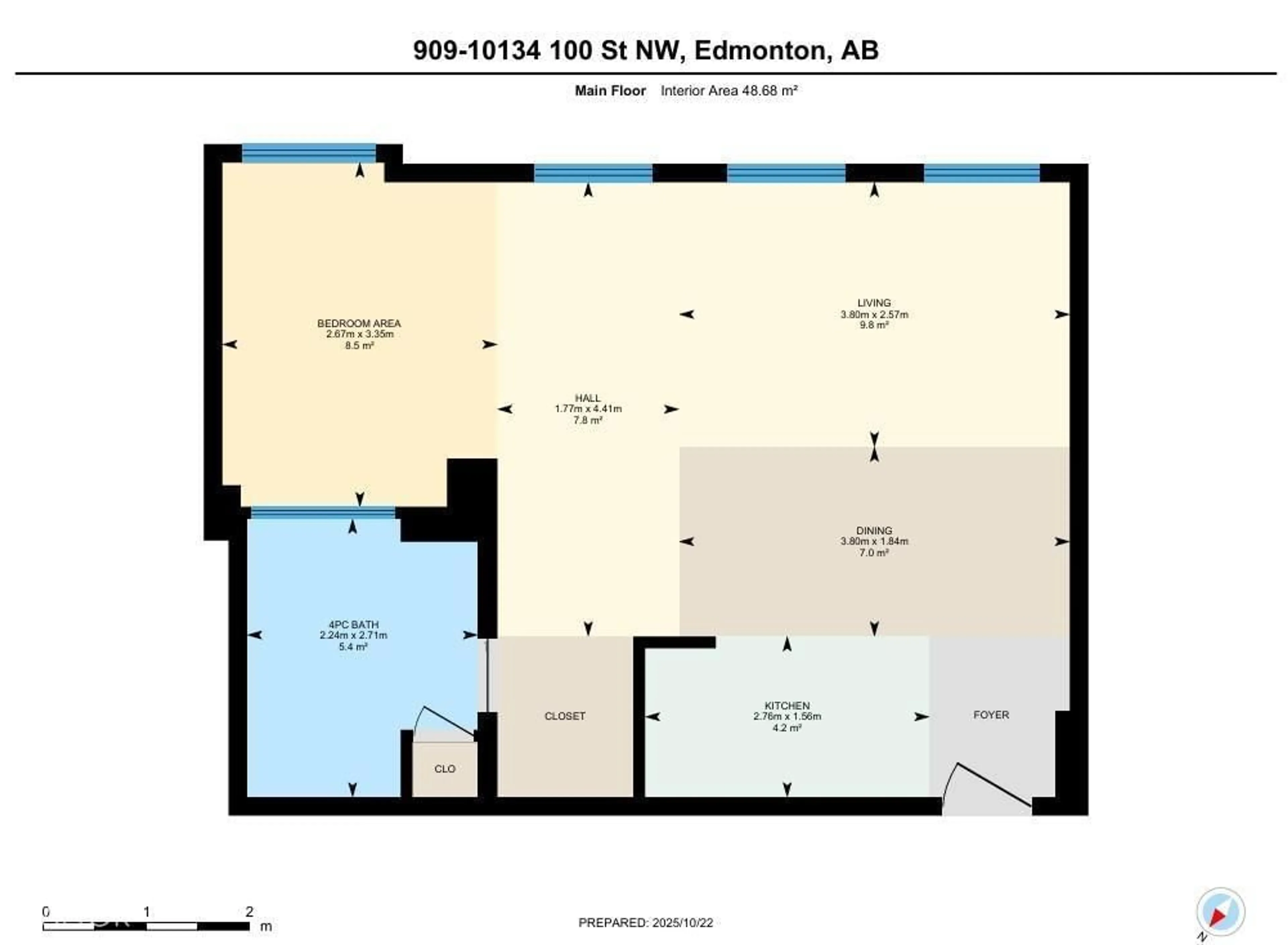 Floor plan for 909 10134 100 ST NW, Edmonton Alberta T5J0N8