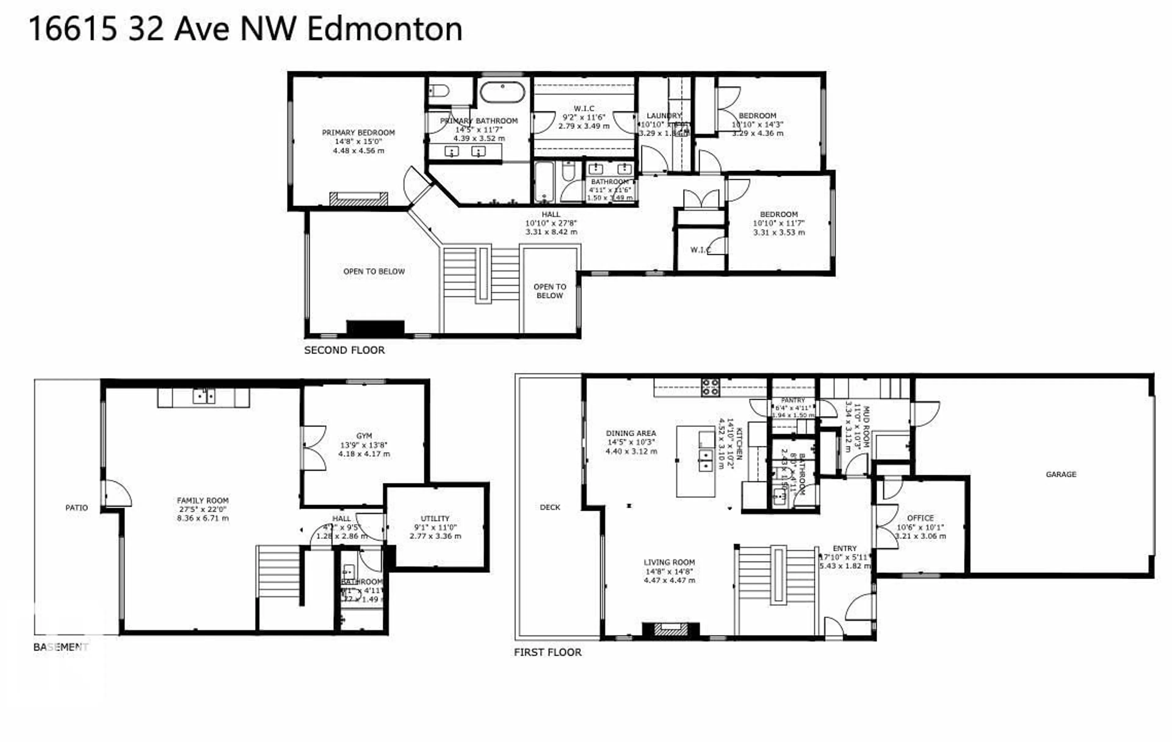 Floor plan for 16615 32 AV, Edmonton Alberta T6W4R2