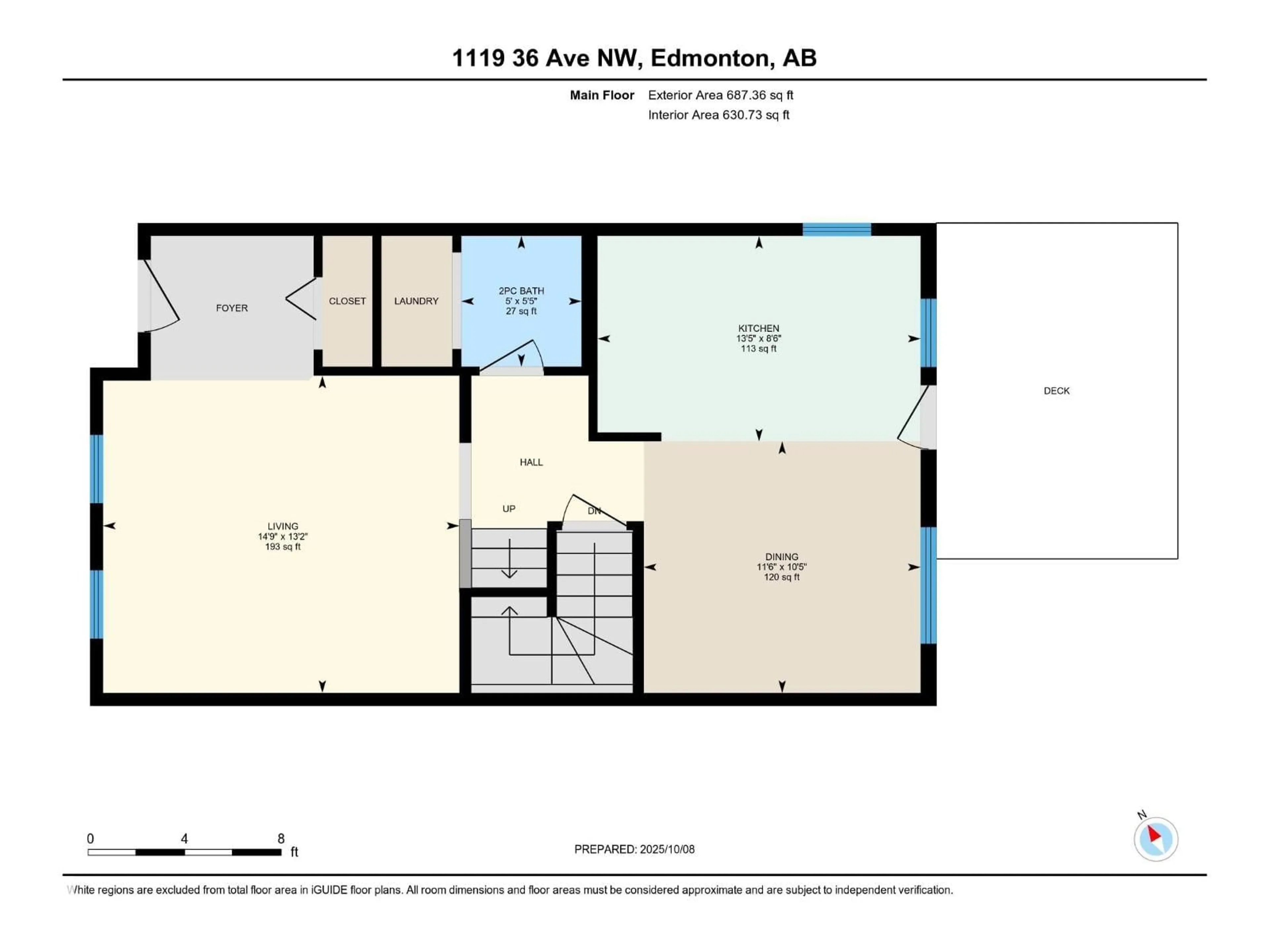 Floor plan for 1119 36 AV, Edmonton Alberta T6T0E9