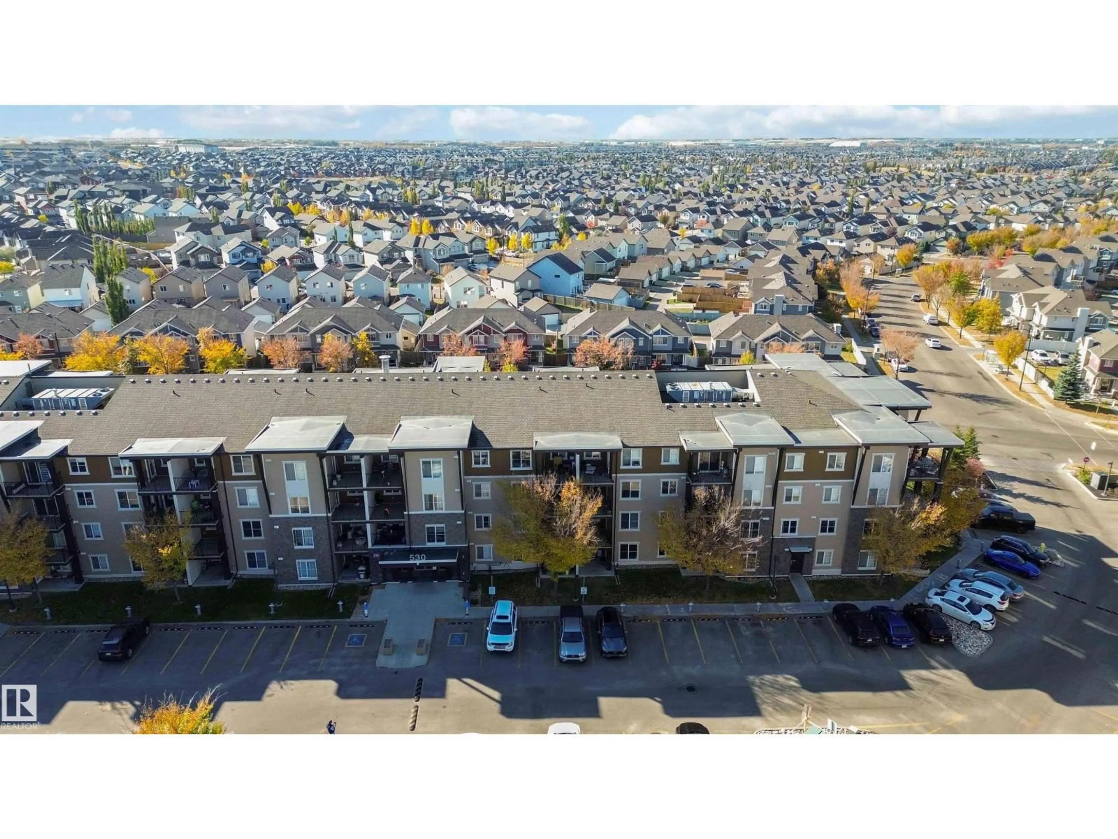 A pic from outside/outdoor area/front of a property/back of a property/a pic from drone, city buildings view from balcony for 210 - 530 WATT BV, Edmonton Alberta T6X1P7