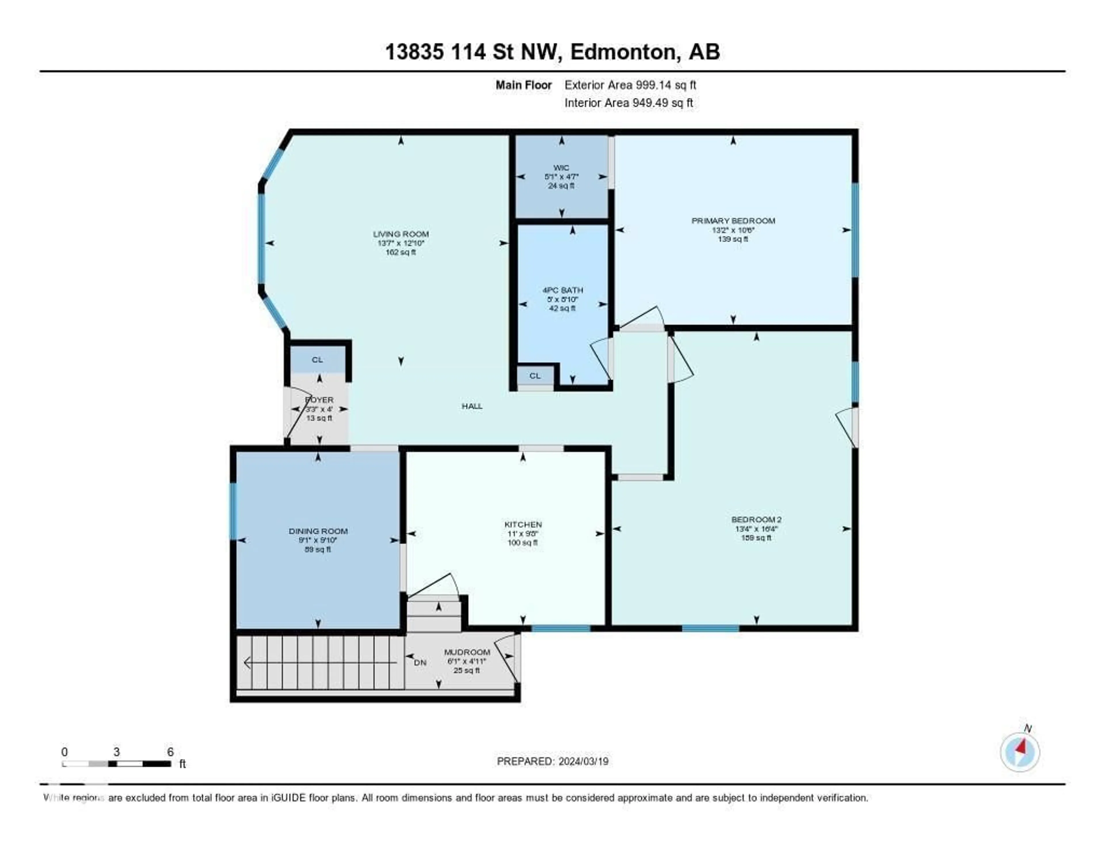 Floor plan for 13835 114 ST NW, Edmonton Alberta T5X4A1