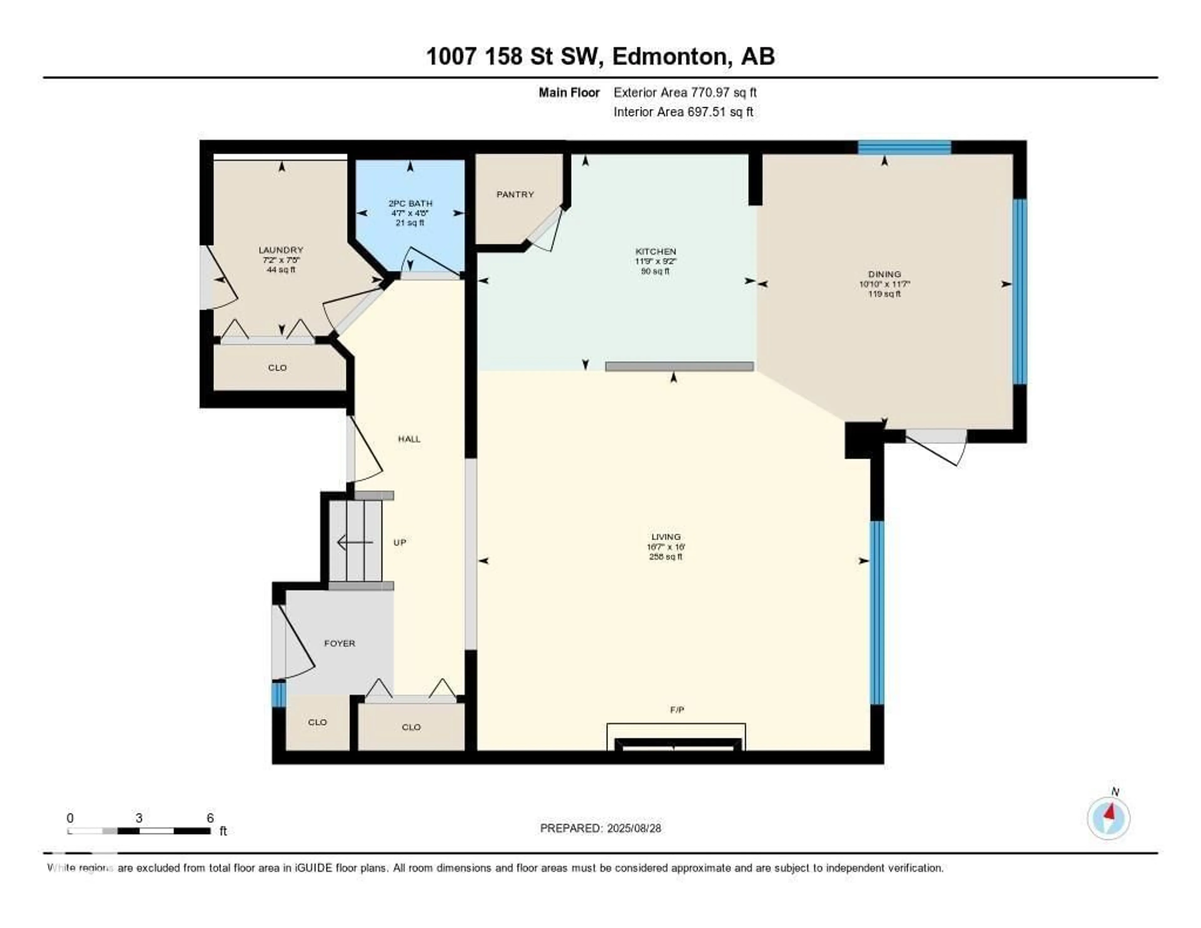 Floor plan for SW - 1007 158 ST, Edmonton Alberta T6W2S4