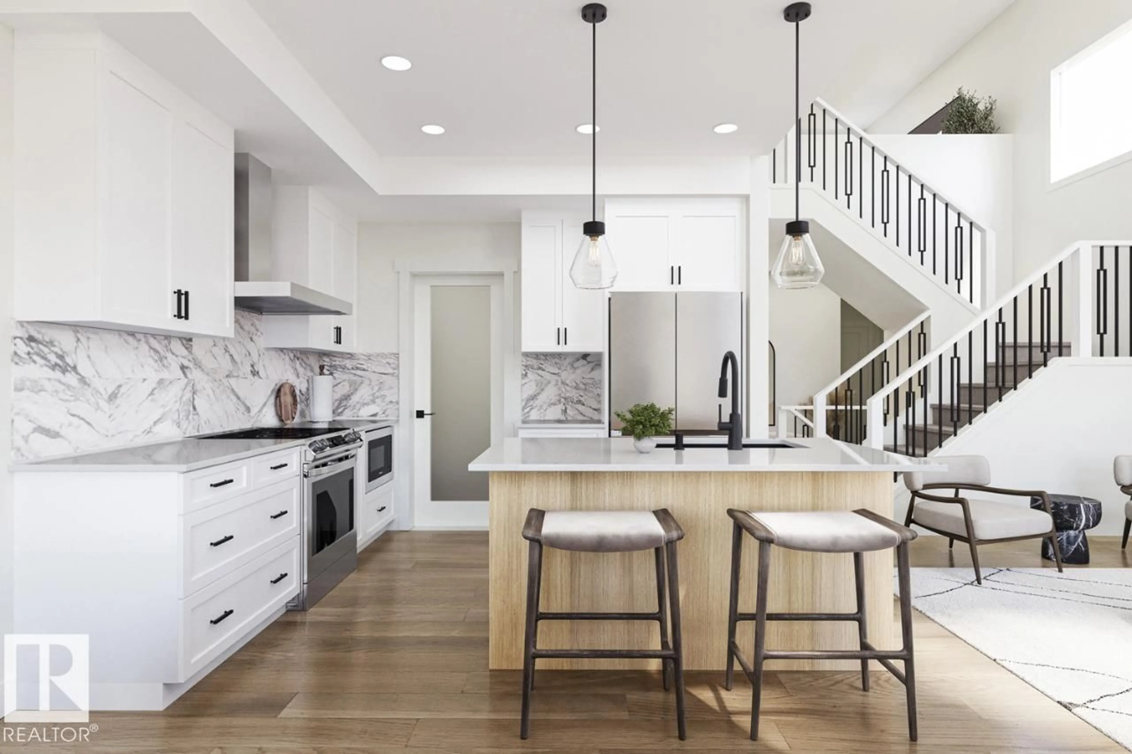 Contemporary kitchen, ceramic/tile floor for SW SW - 5033 CAWSEY LI, Edmonton Alberta T6W4B5