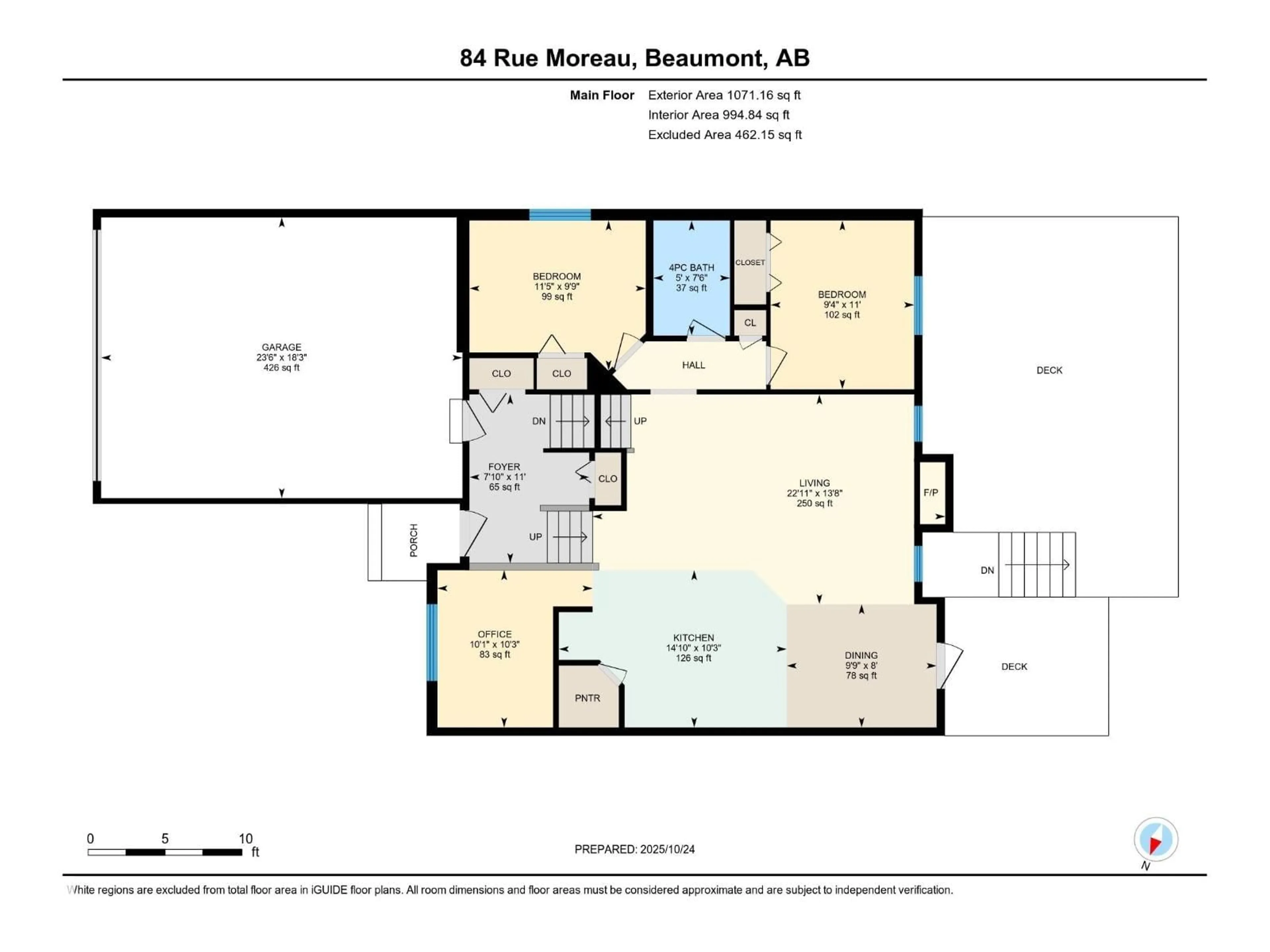 Floor plan for 84 RUE MOREAU, Beaumont Alberta T4X1V7