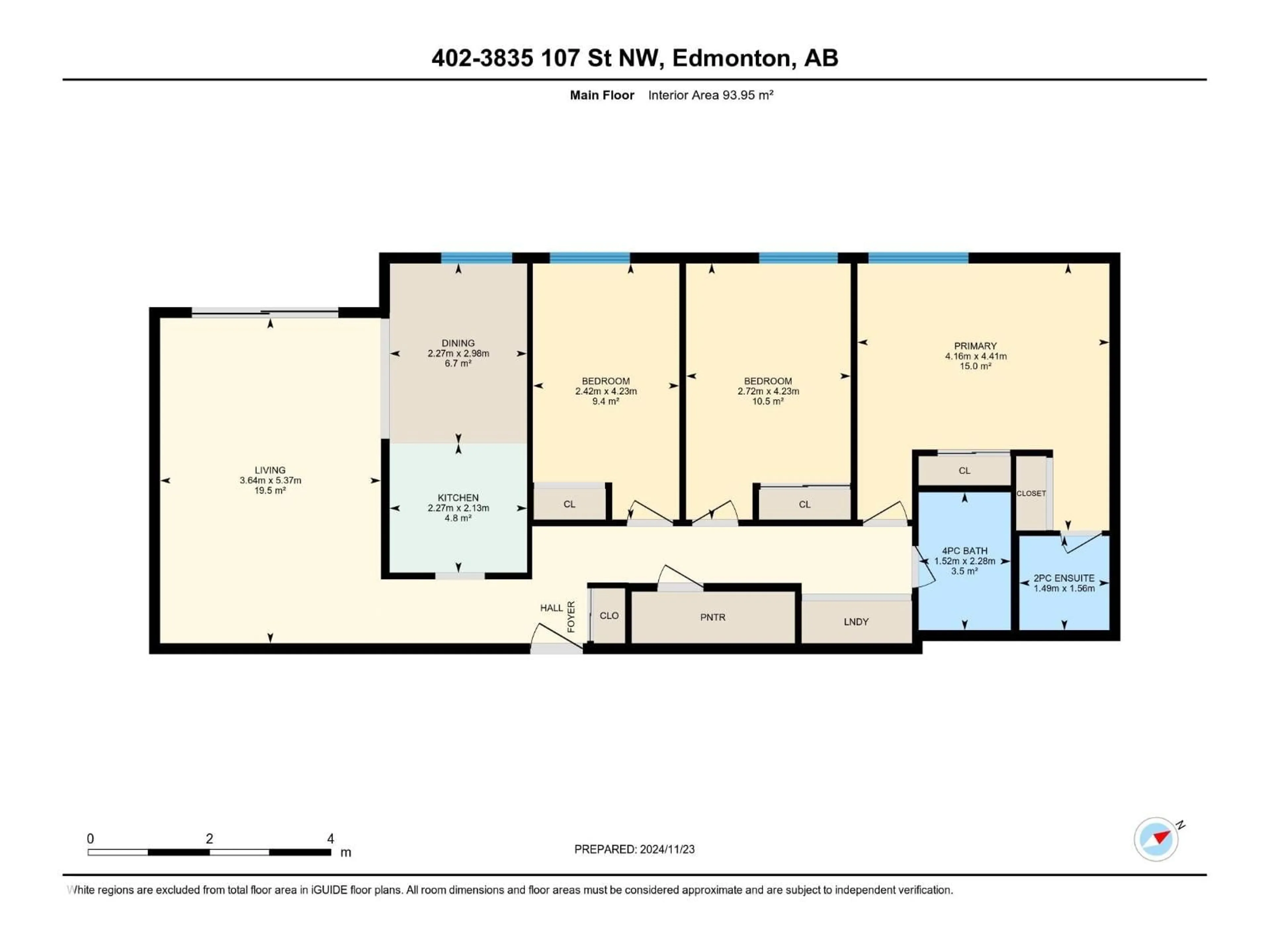 Floor plan for 402 - 3835 107 ST, Edmonton Alberta T6N2N7