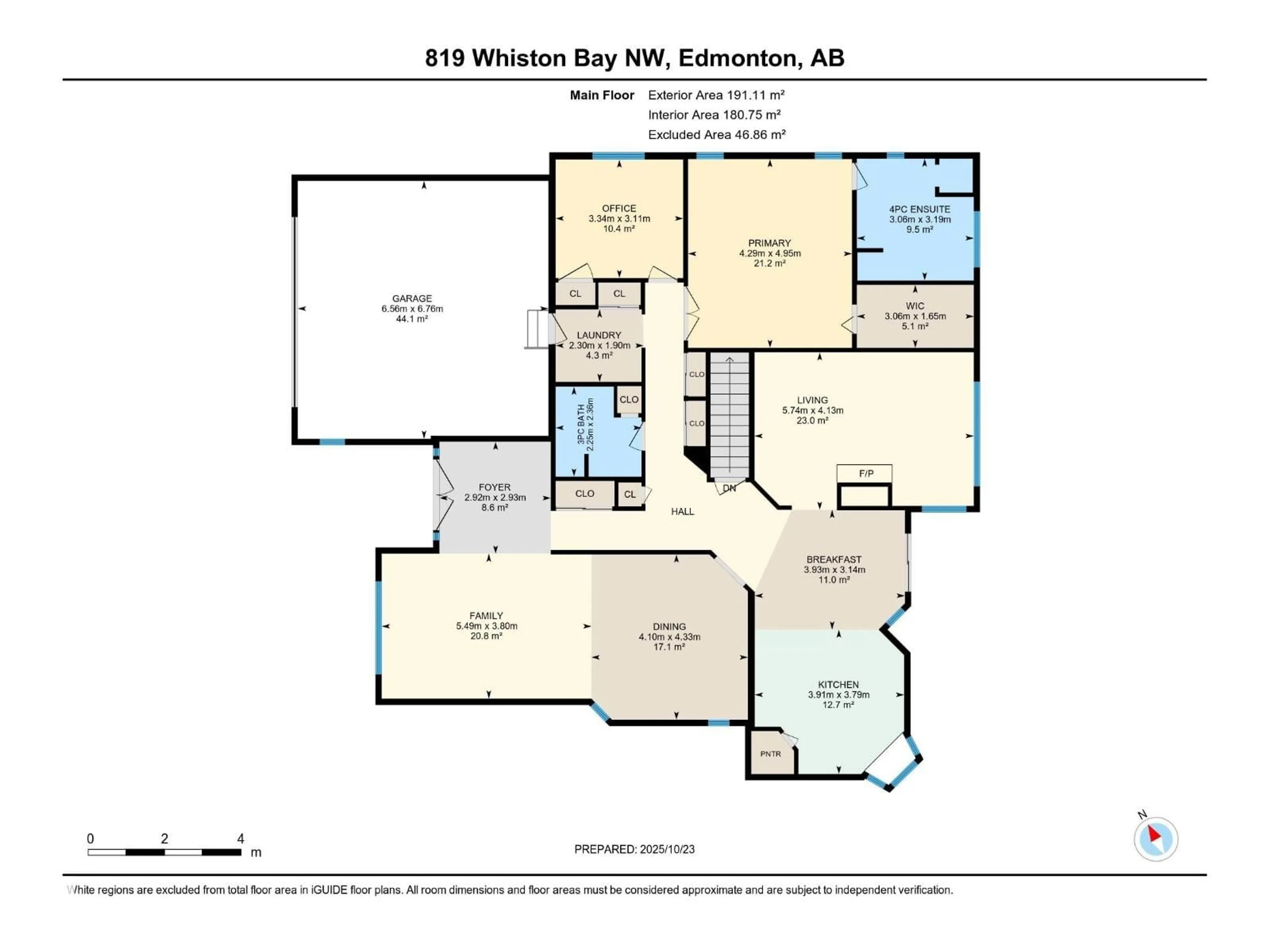 Floor plan for 819 WHISTON BAY NW, Edmonton Alberta T6M2H6