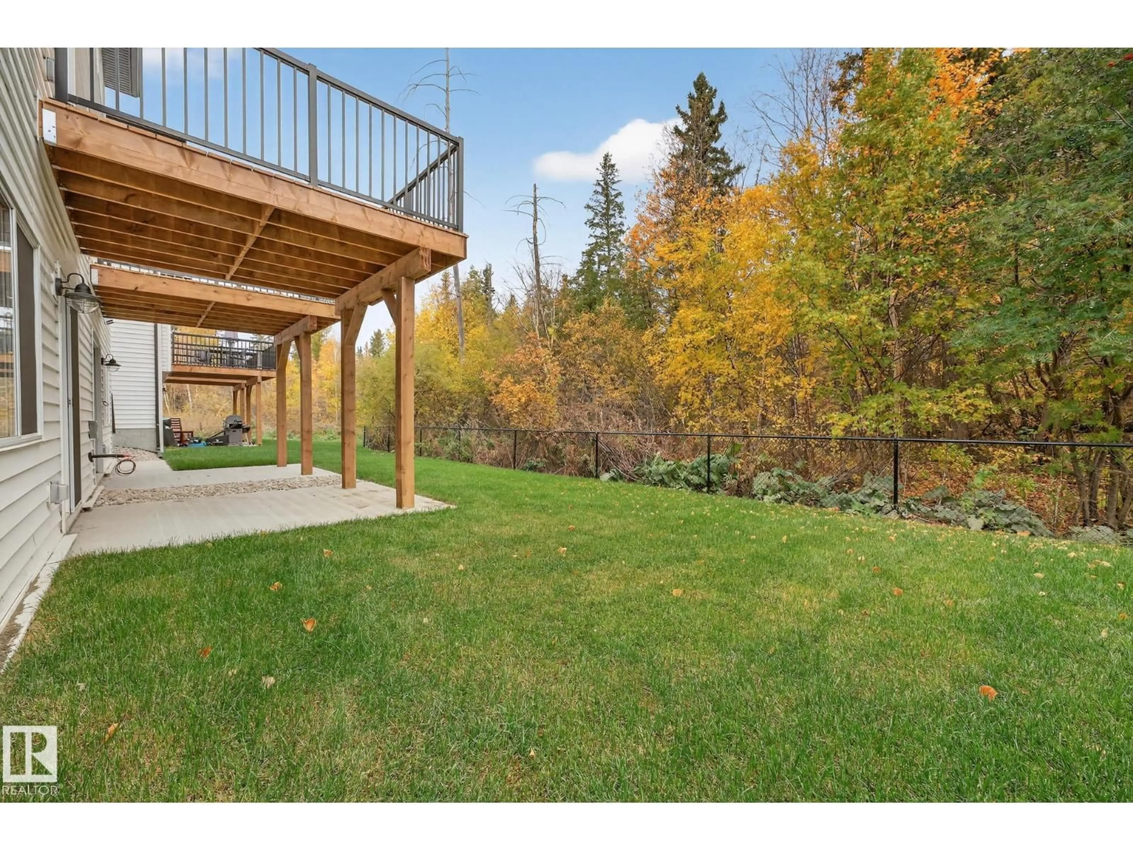 Patio, forest/trees view for 5122 - 19 213A ST NW, Edmonton Alberta T6M0K7