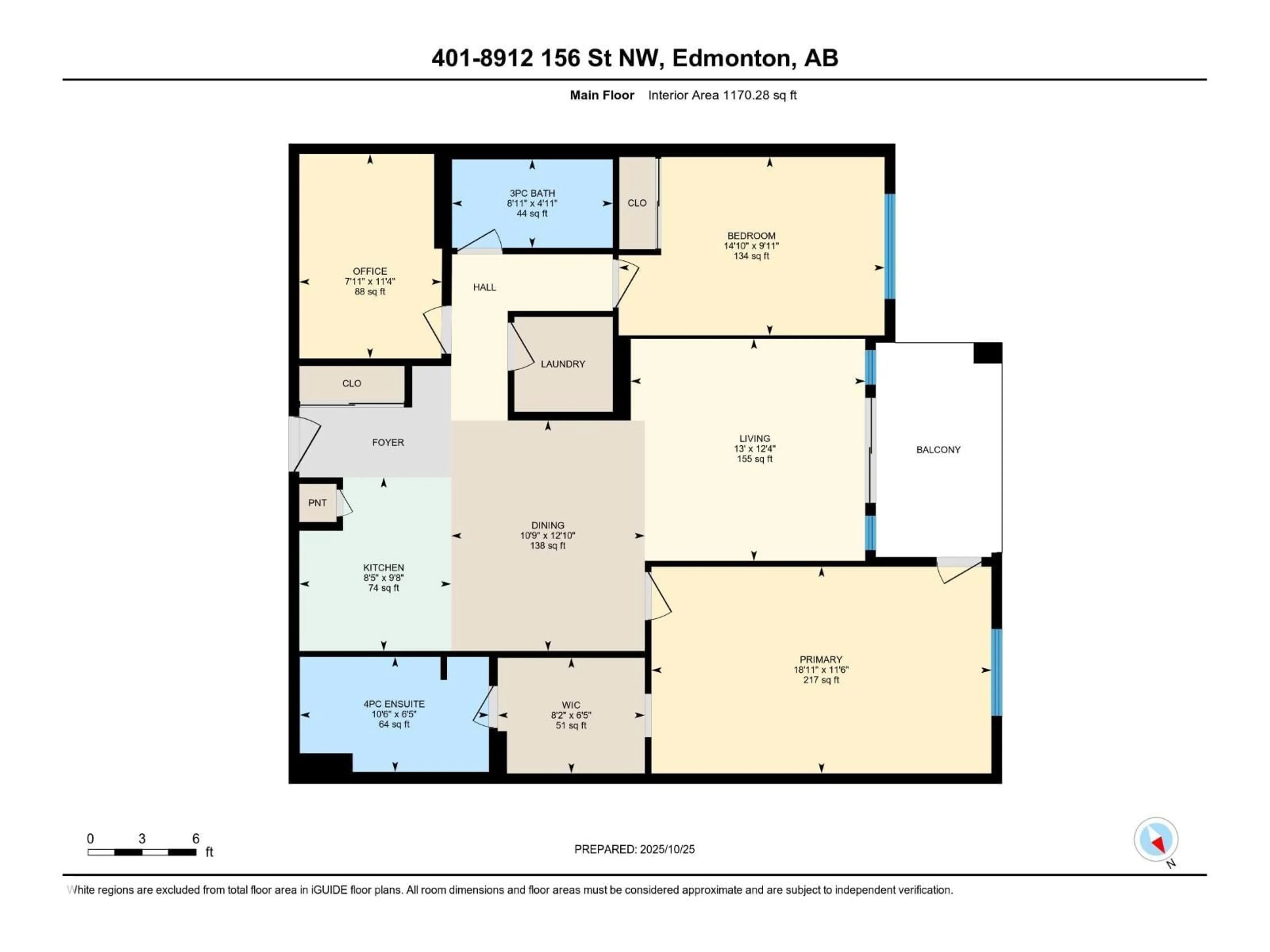 Floor plan for 401 - 8912 156 ST, Edmonton Alberta T5R5Z2