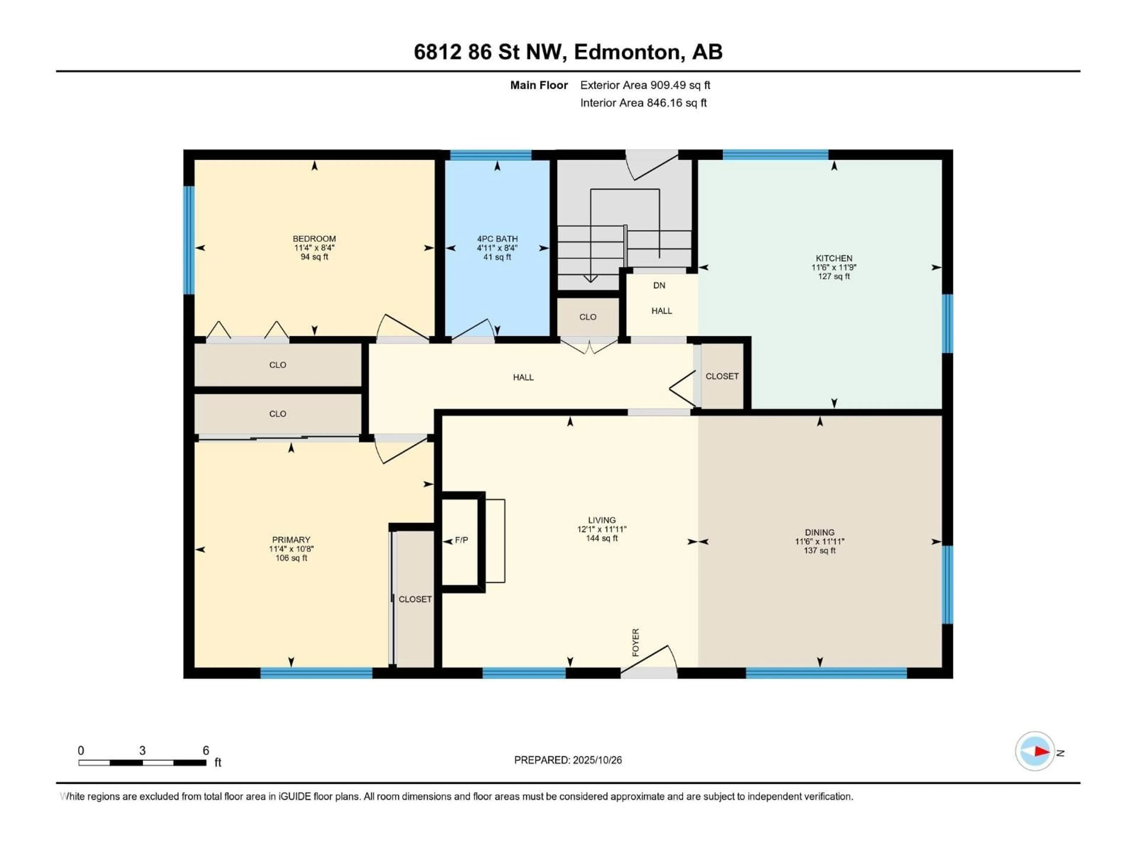Floor plan for 6812 86 ST, Edmonton Alberta T6E2Y1