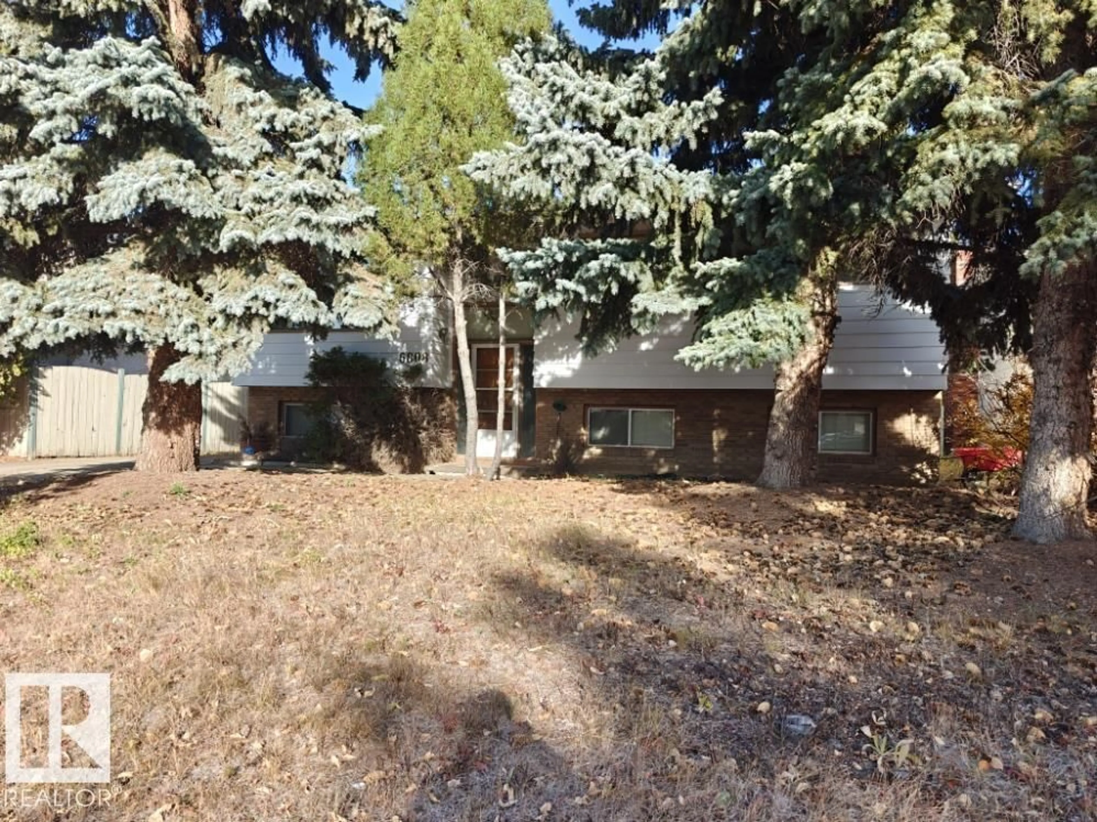 A pic from outside/outdoor area/front of a property/back of a property/a pic from drone, forest/trees view for 6808 11 AV, Edmonton Alberta T6K3J5