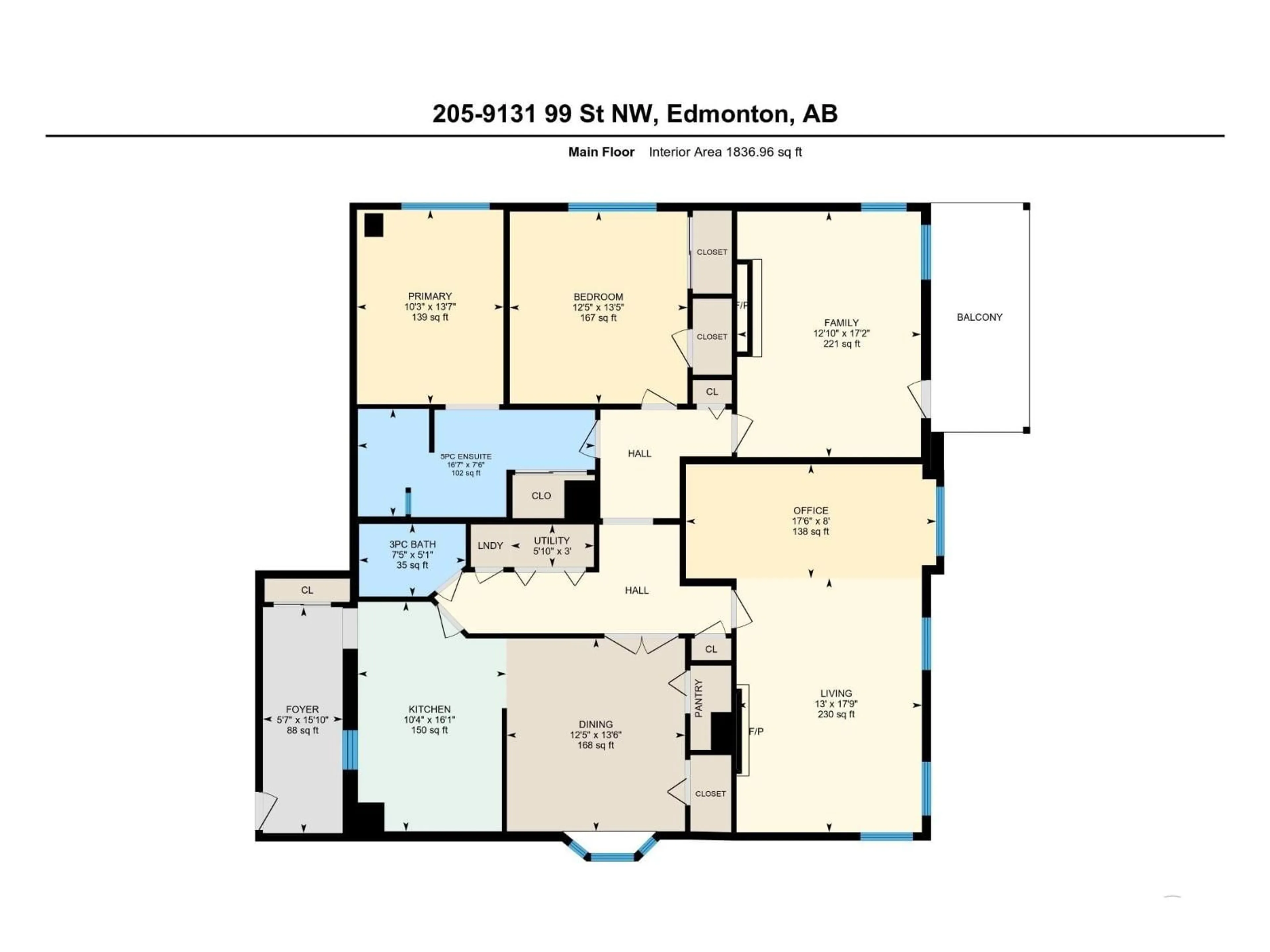 Floor plan for 205 9131 99 ST NW, Edmonton Alberta T6E3V9