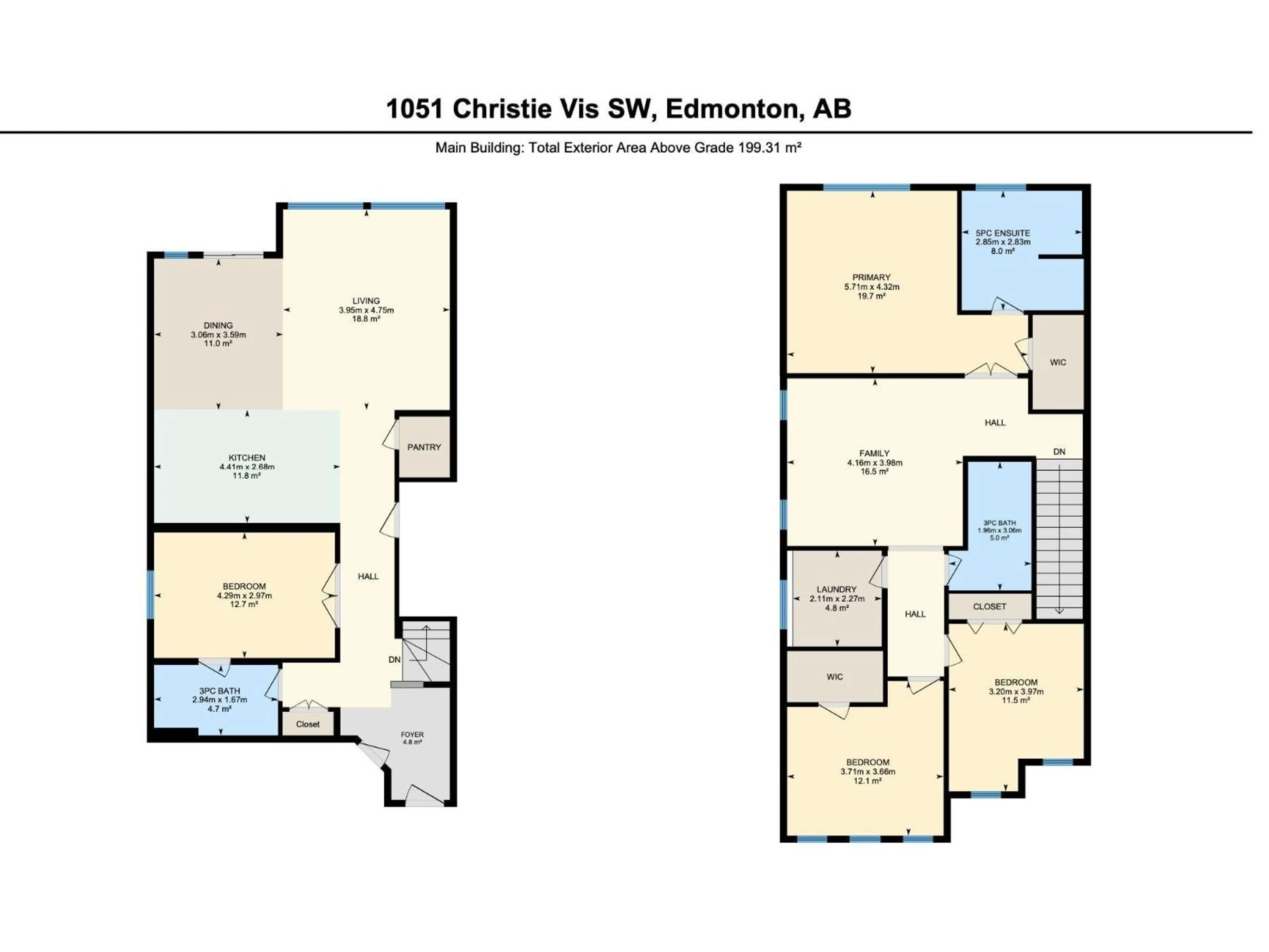 Floor plan for 1051 CHRISTIE VS, Edmonton Alberta T6W4W8