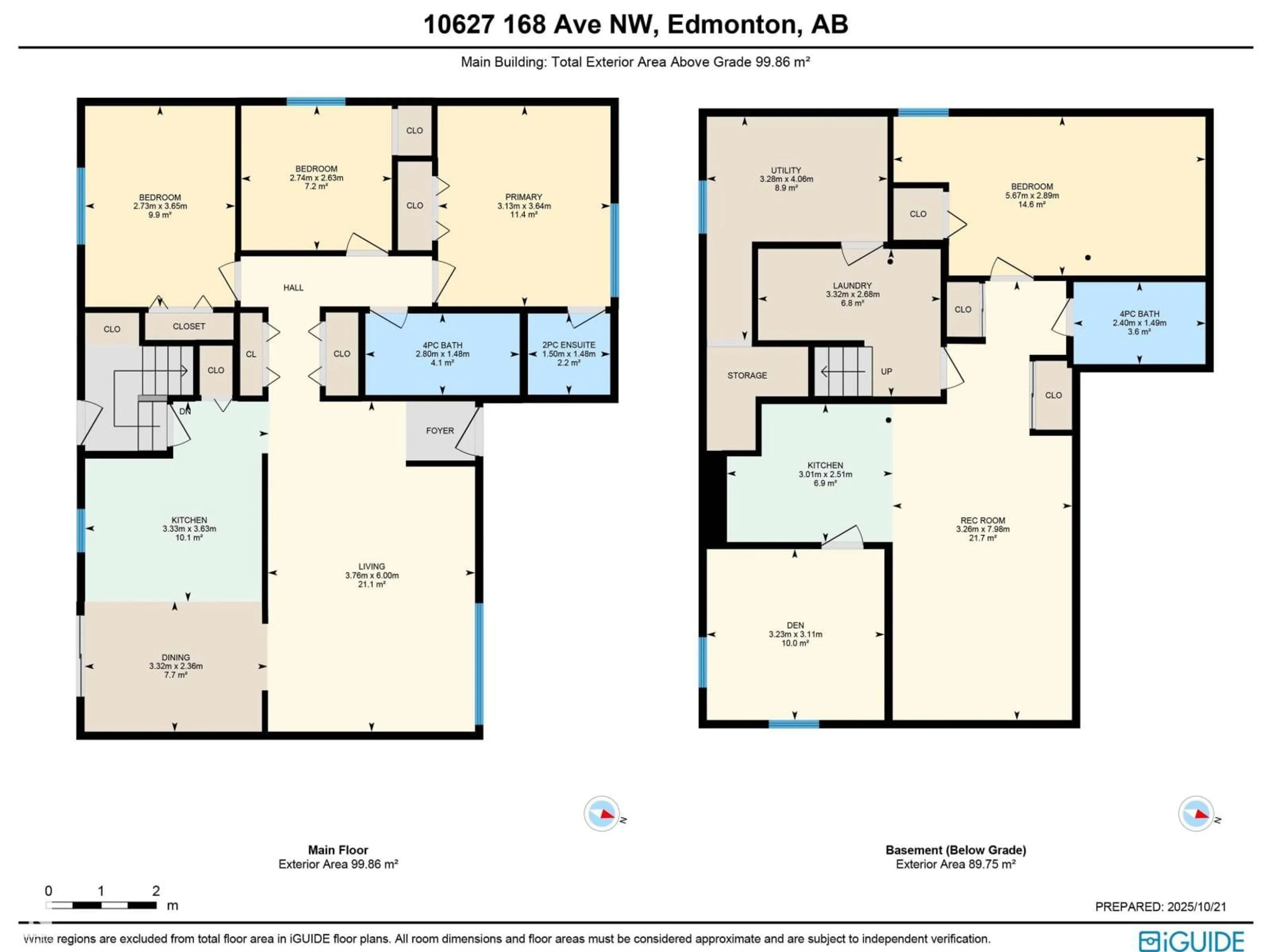 Floor plan for 10627 168 AV, Edmonton Alberta T5X2R7