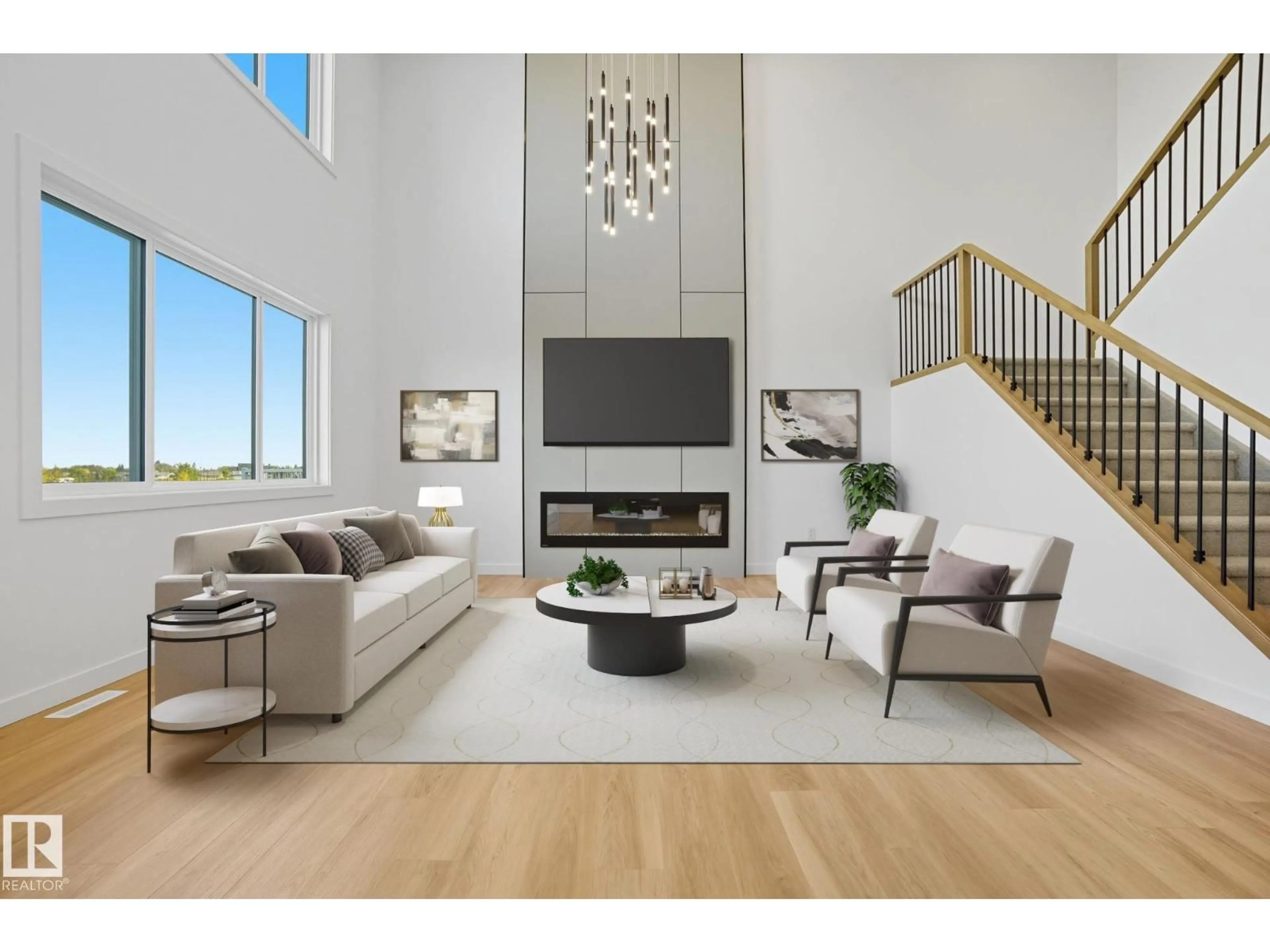 Living room with furniture, wood/laminate floor for 2006 GENESIS LN, Stony Plain Alberta T7Z0G3