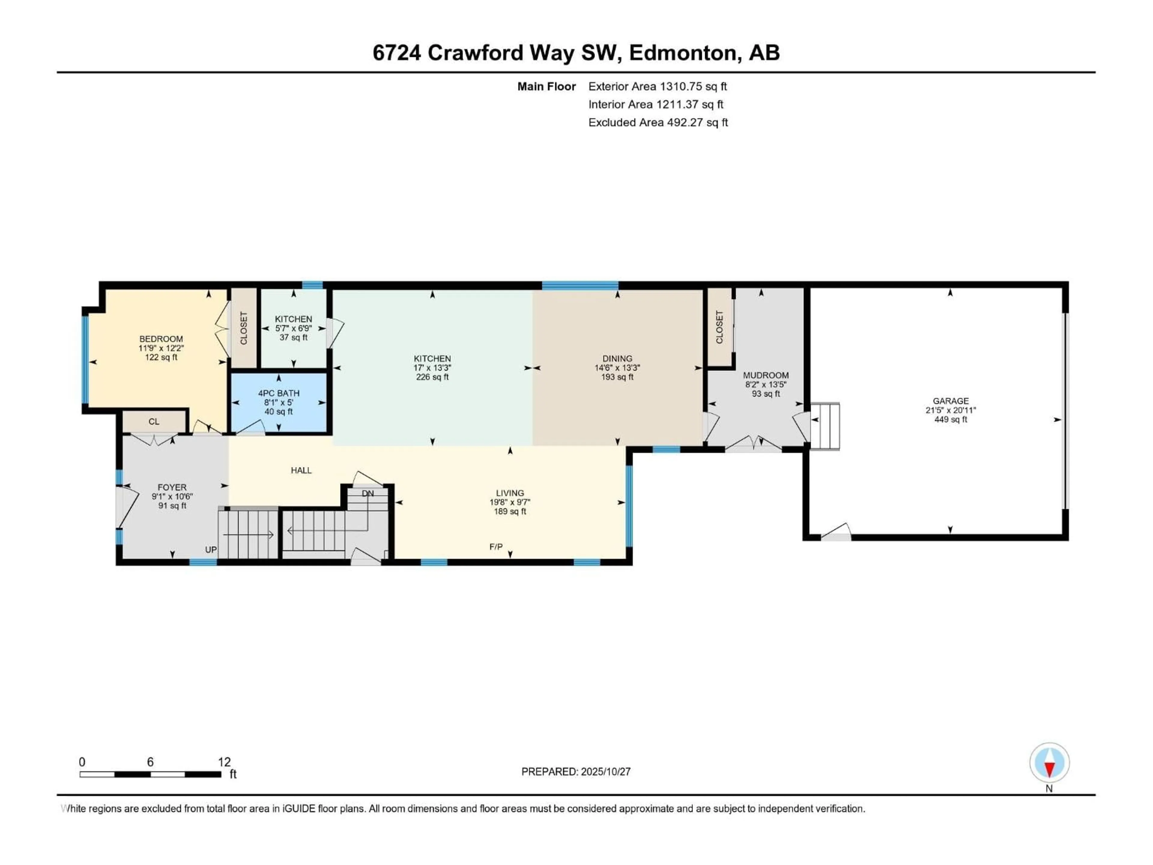 Floor plan for 6724 CRAWFORD WY, Edmonton Alberta T6W1A6