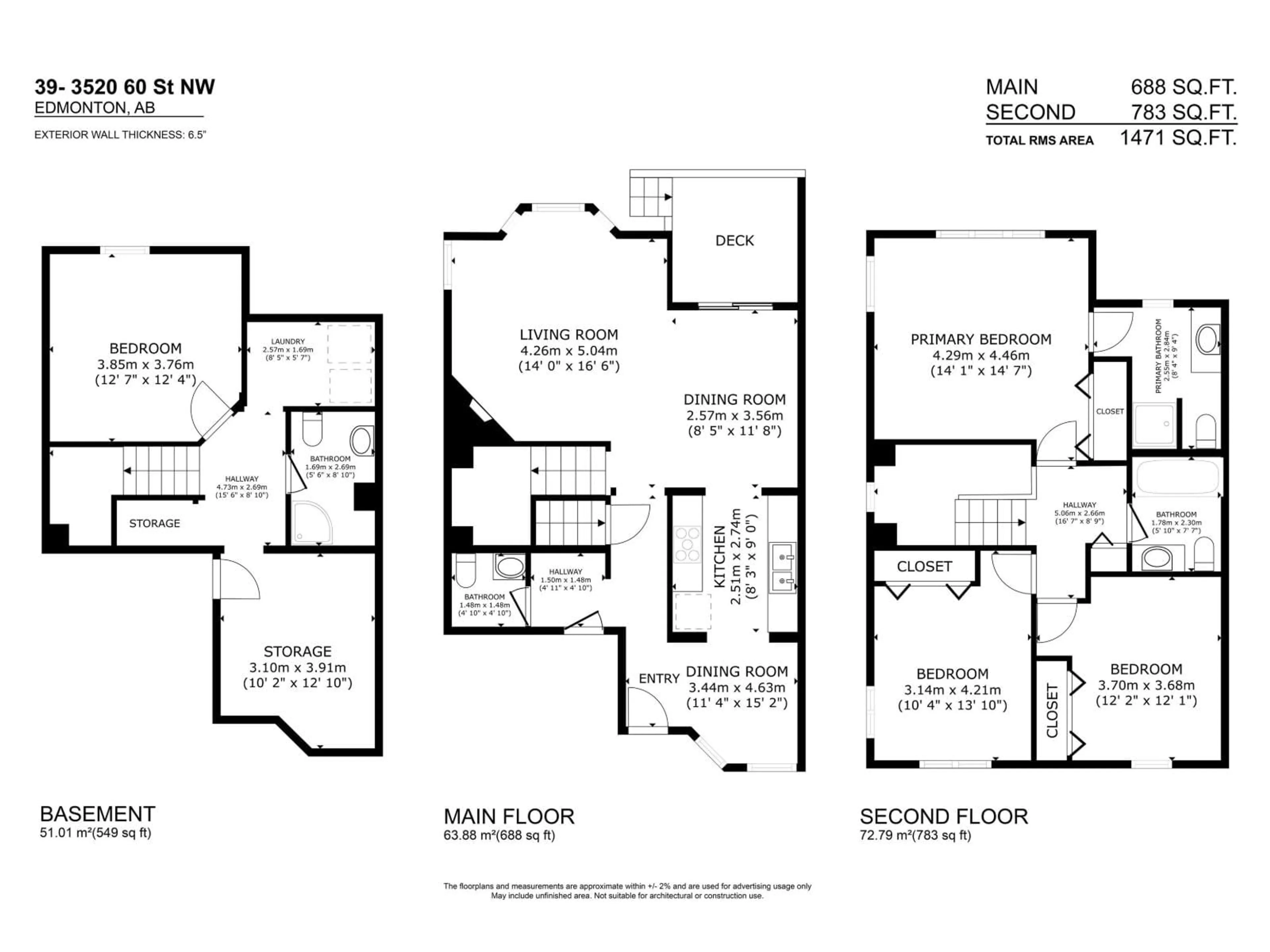Floor plan for NW - 39 3520 60 ST, Edmonton Alberta T6L6H5