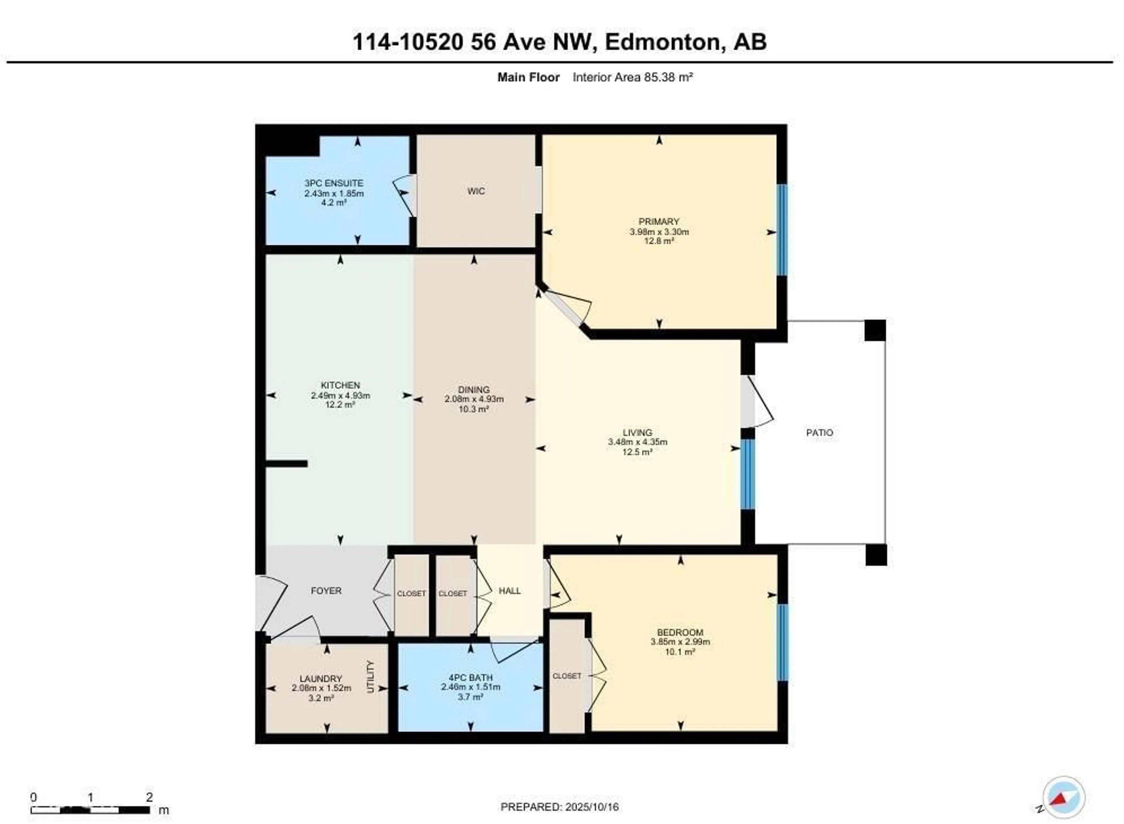Floor plan for #114 - 10520 56 AV, Edmonton Alberta T6H0X7