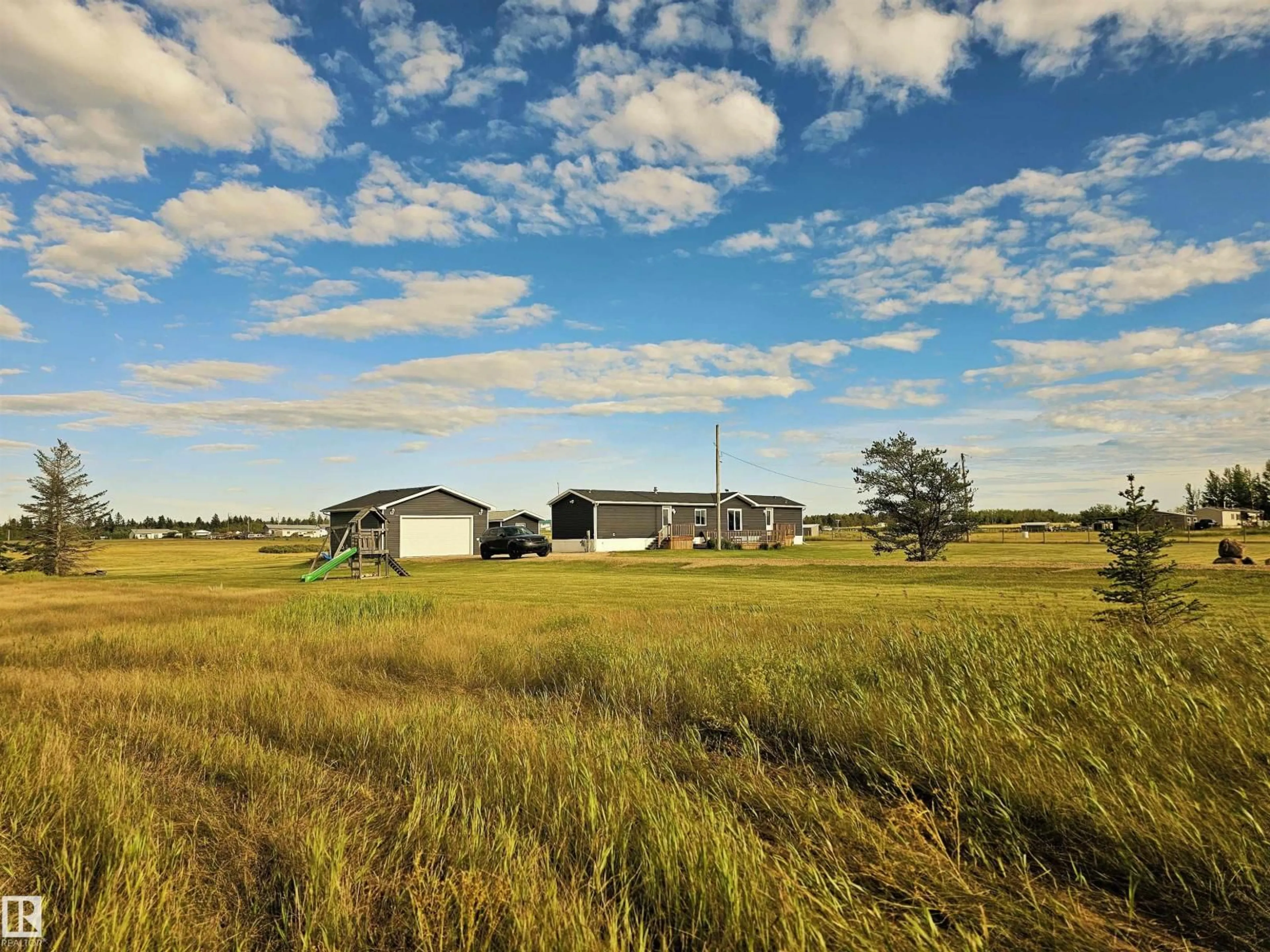 A pic from outside/outdoor area/front of a property/back of a property/a pic from drone, building for 42 RICHFIELD RD, Rural Sturgeon County Alberta T0G1L2