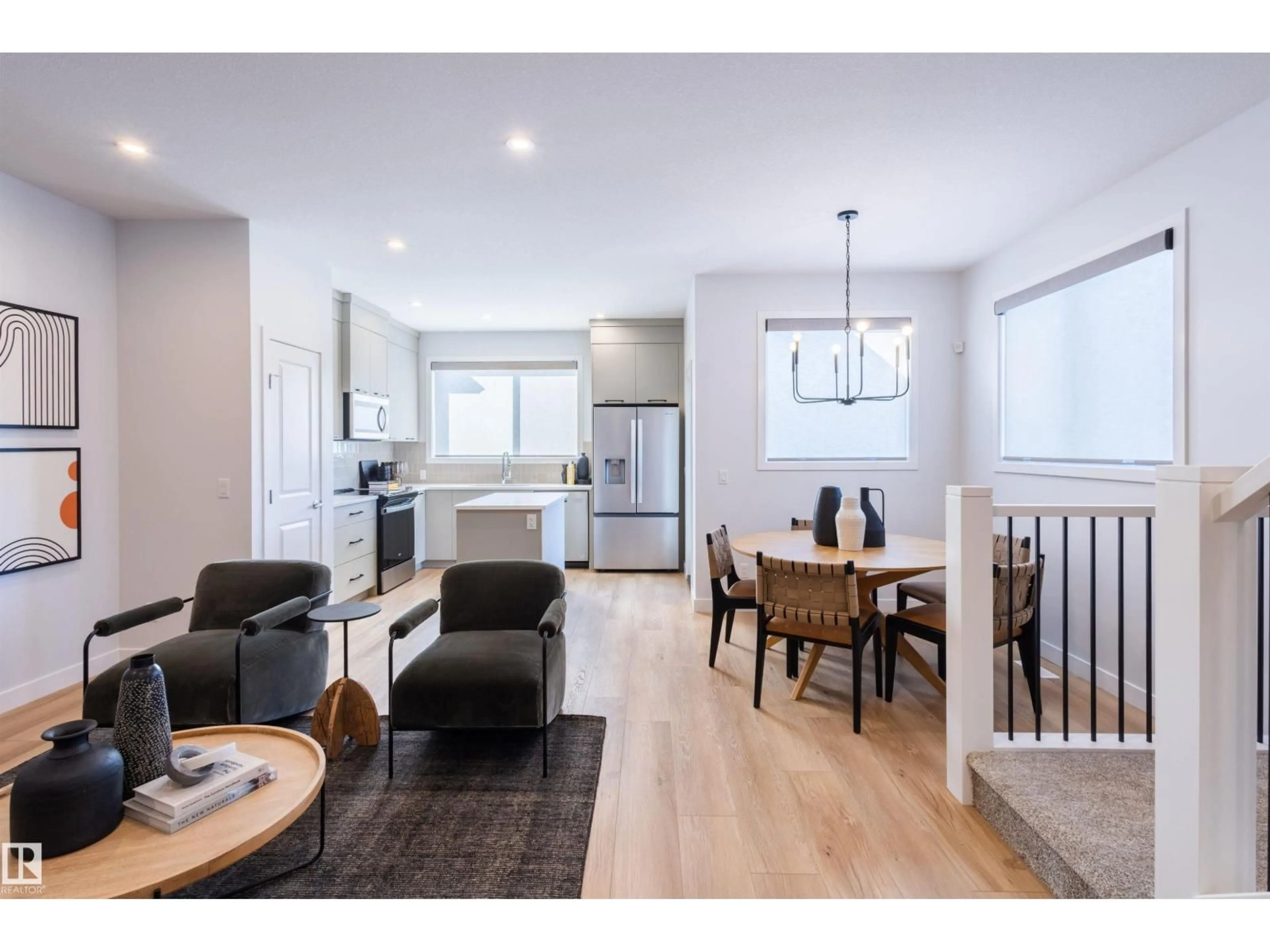 Open concept kitchen, wood/laminate floor for 837 ROWAN CL, Edmonton Alberta T6X3J4