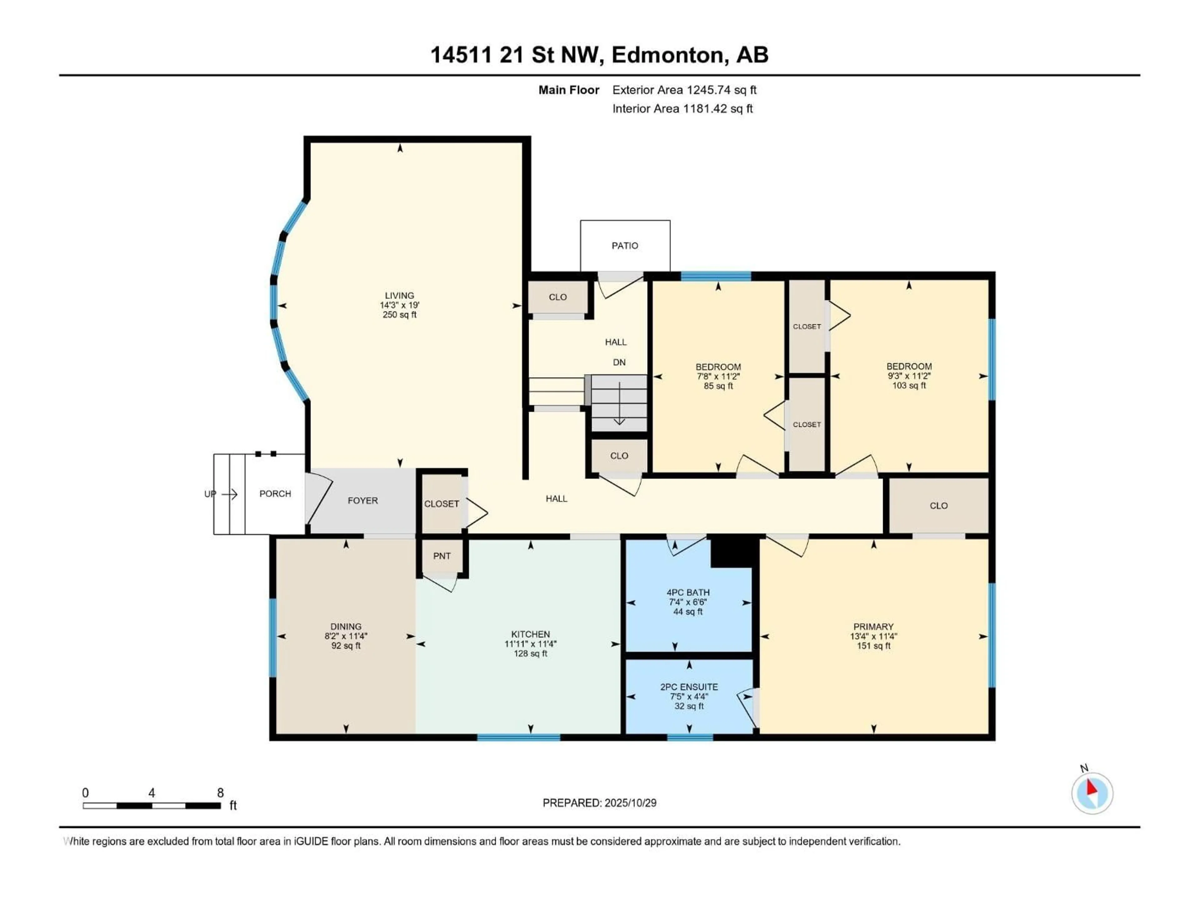 Floor plan for 14511 21 ST, Edmonton Alberta T5Y1T7