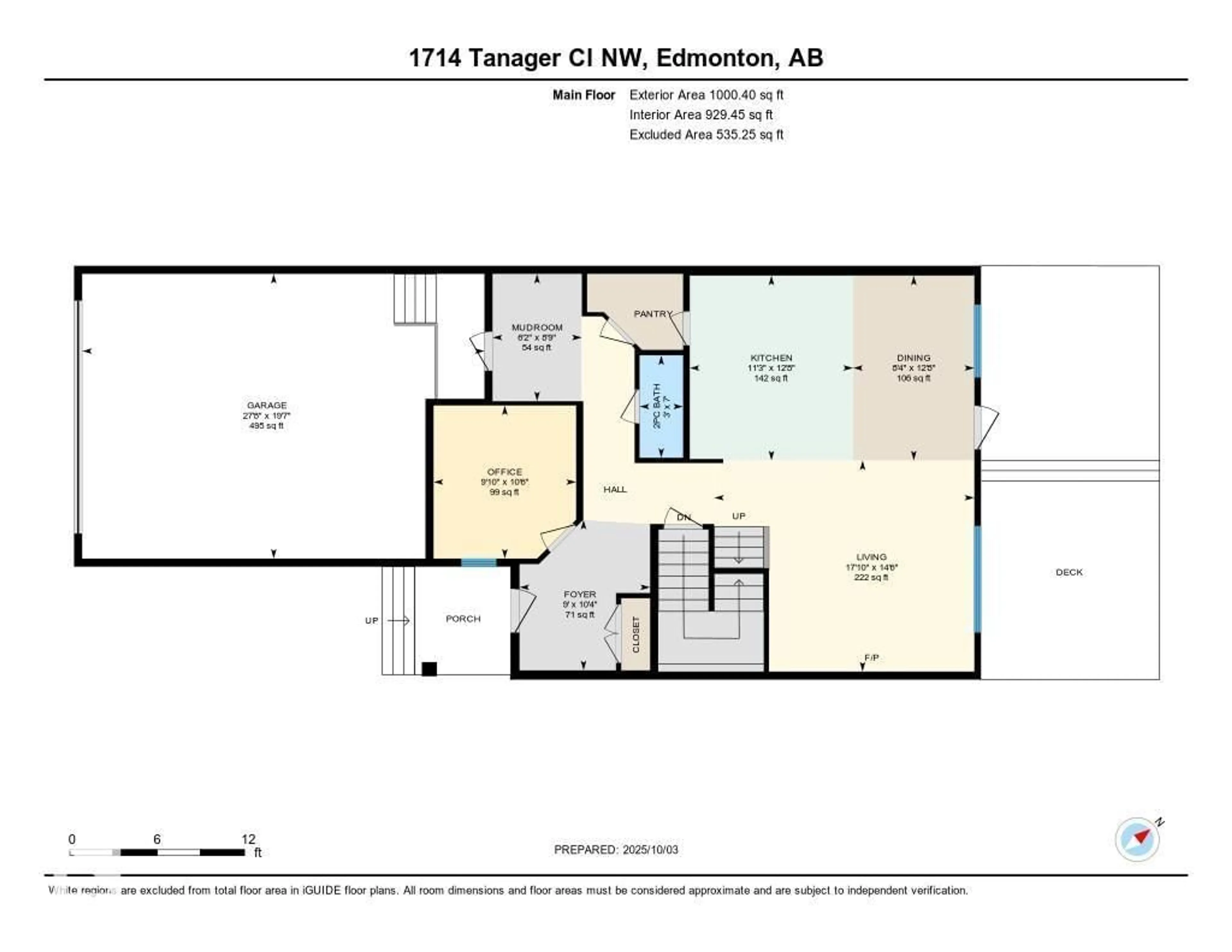 Floor plan for 1714 TANAGER CL, Edmonton Alberta T5S0M5