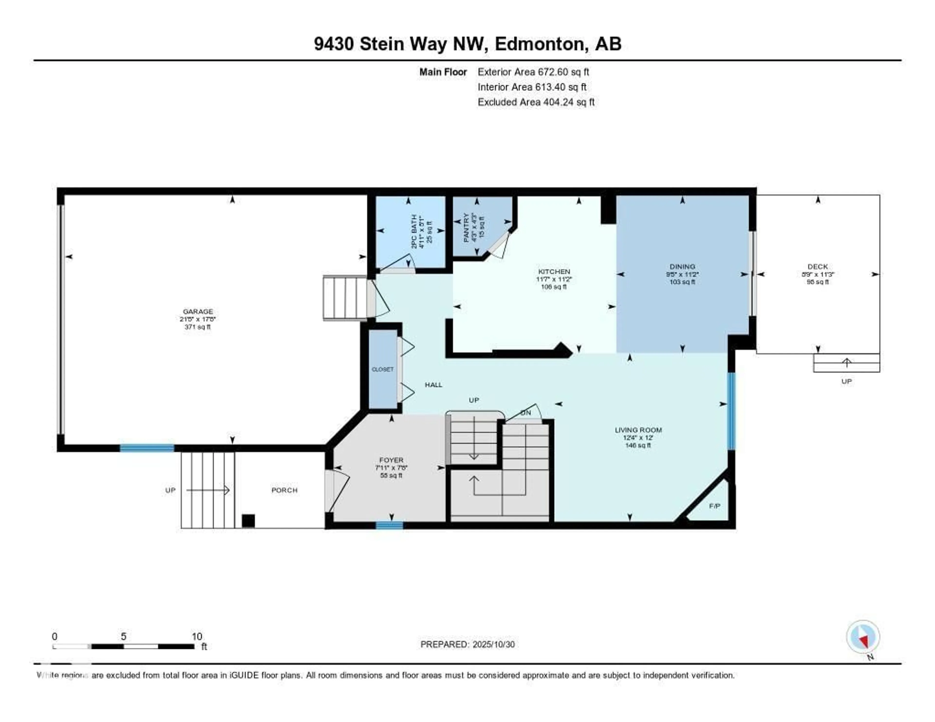 Floor plan for 9430 STEIN WY, Edmonton Alberta T6R0L6