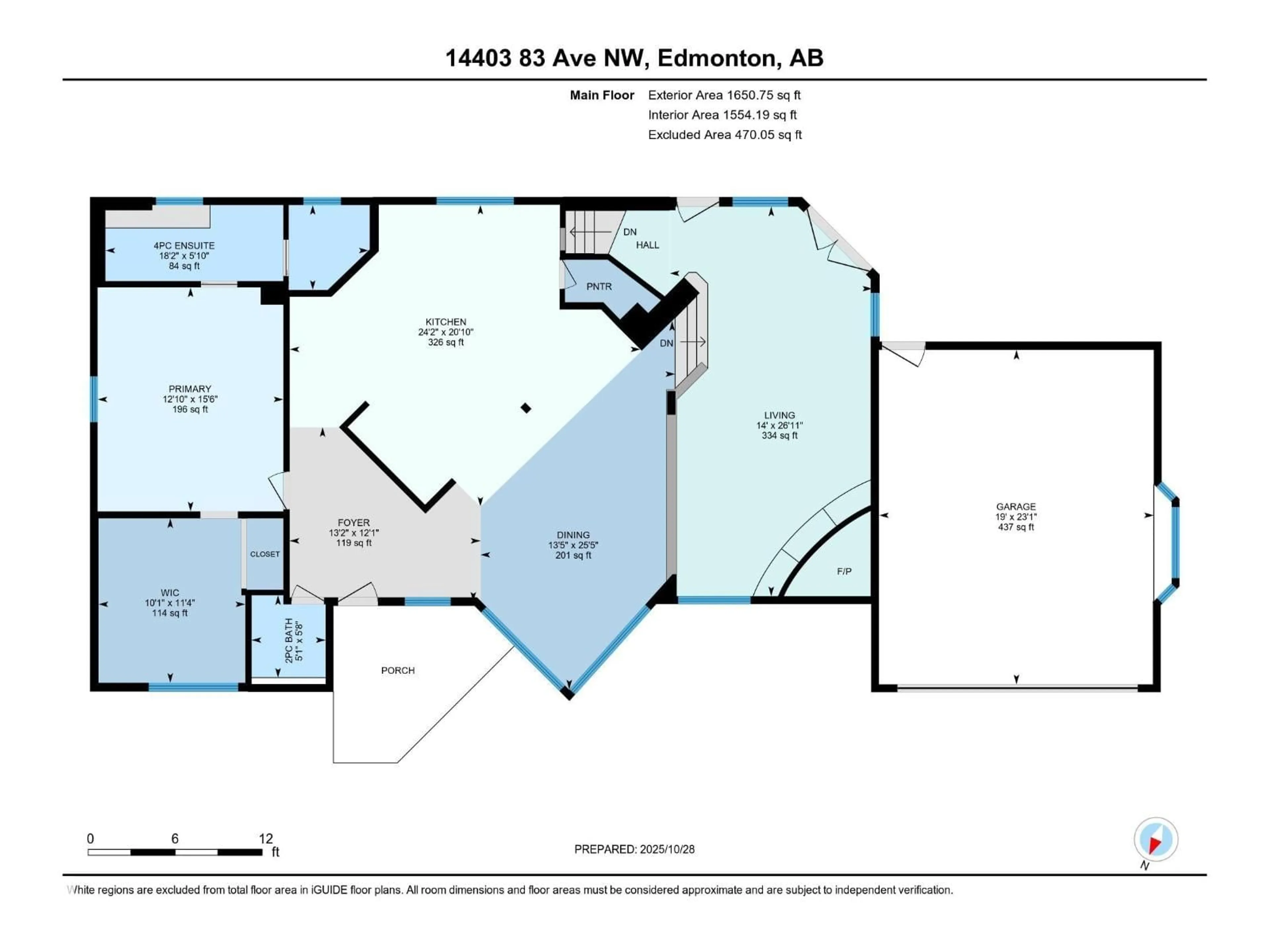Floor plan for 14403 83 AV, Edmonton Alberta T5R3T7