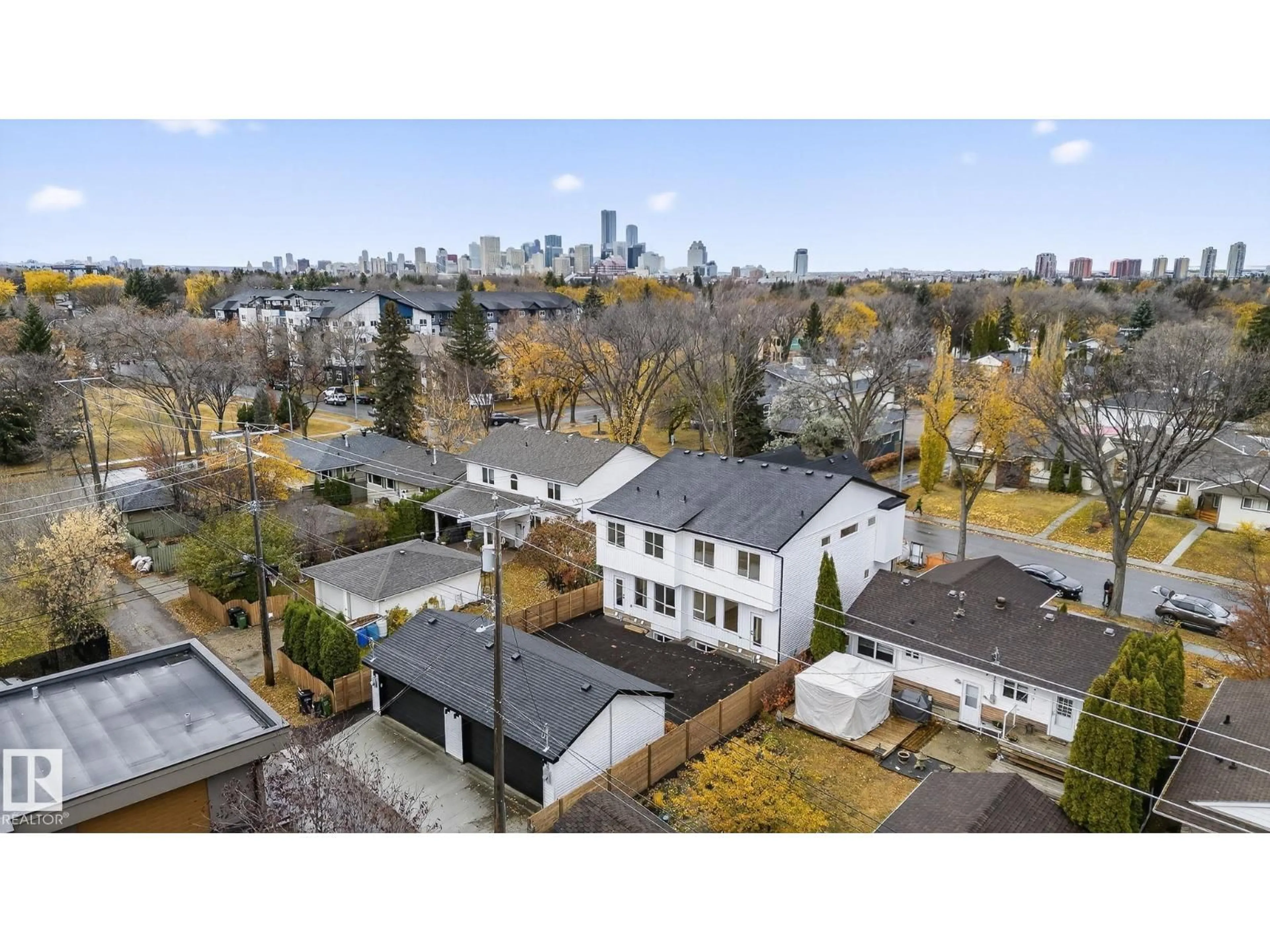A pic from outside/outdoor area/front of a property/back of a property/a pic from drone, city buildings view from balcony for 7711 95 AV, Edmonton Alberta T6C1X8