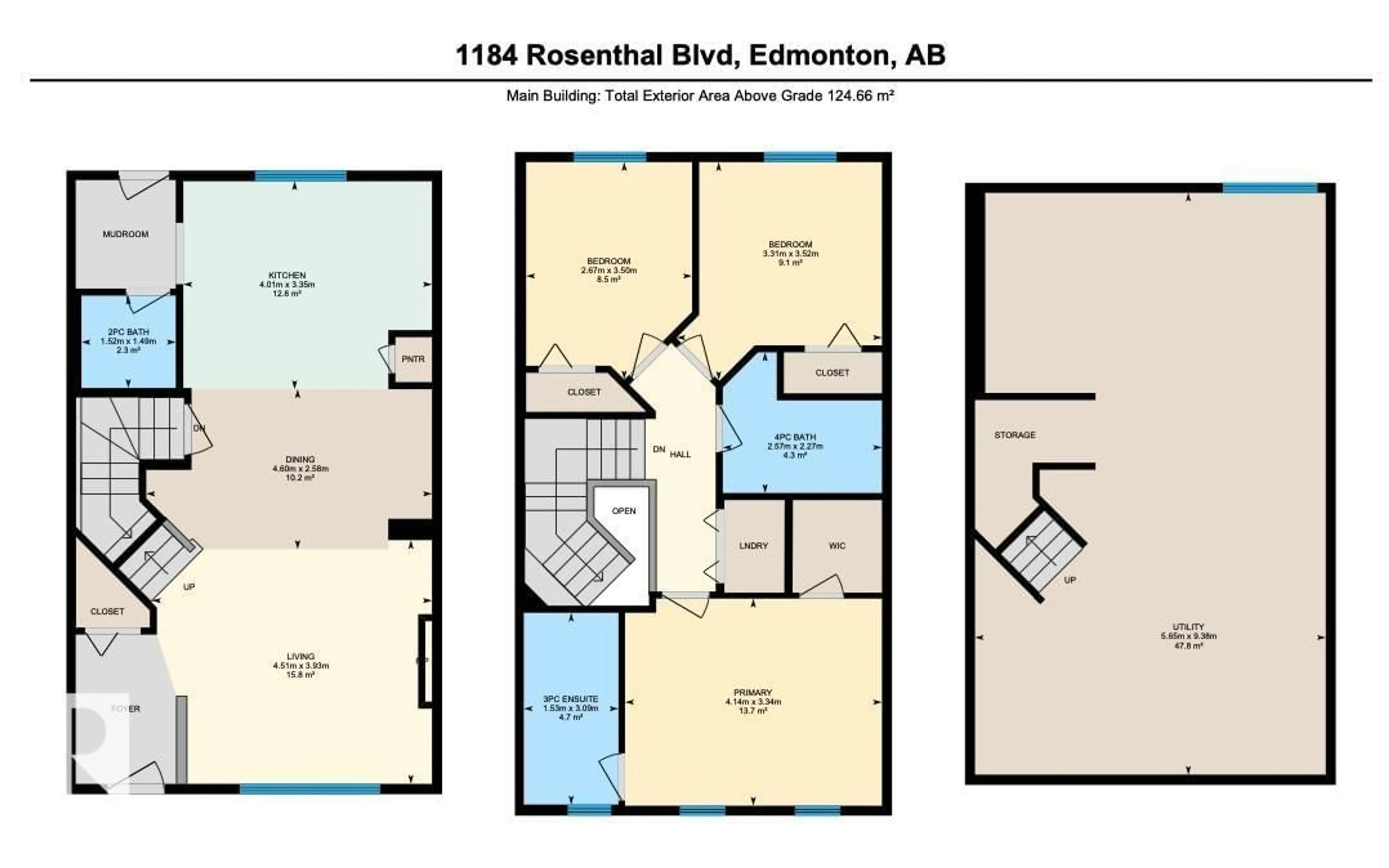 Floor plan for 1184 ROSENTHAL BV, Edmonton Alberta T5T7L3