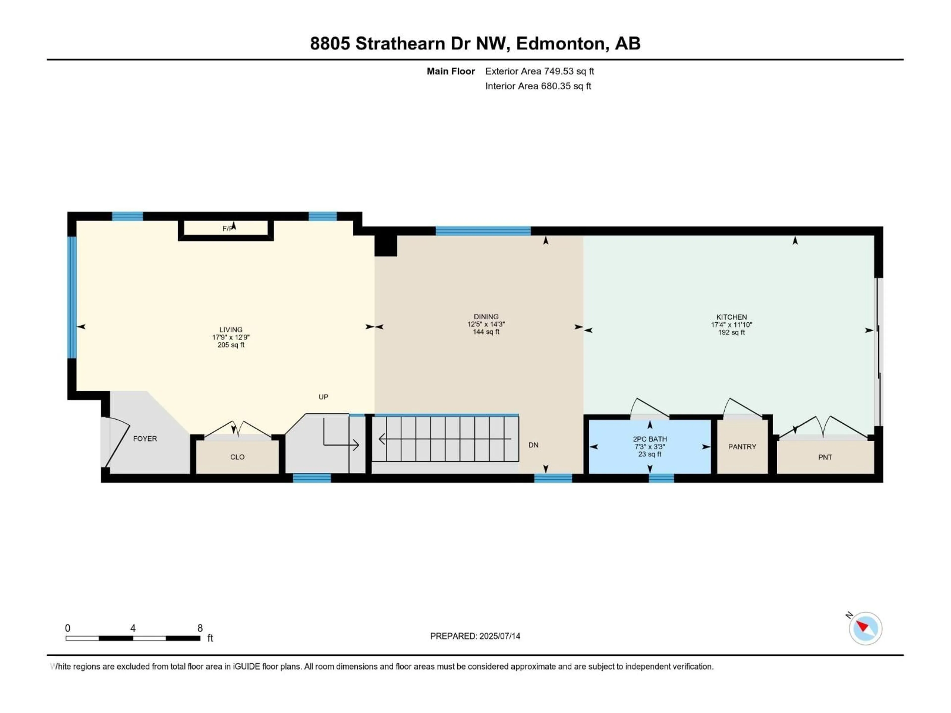 Floor plan for 8805 STRATHEARN DR, Edmonton Alberta T6C4C8