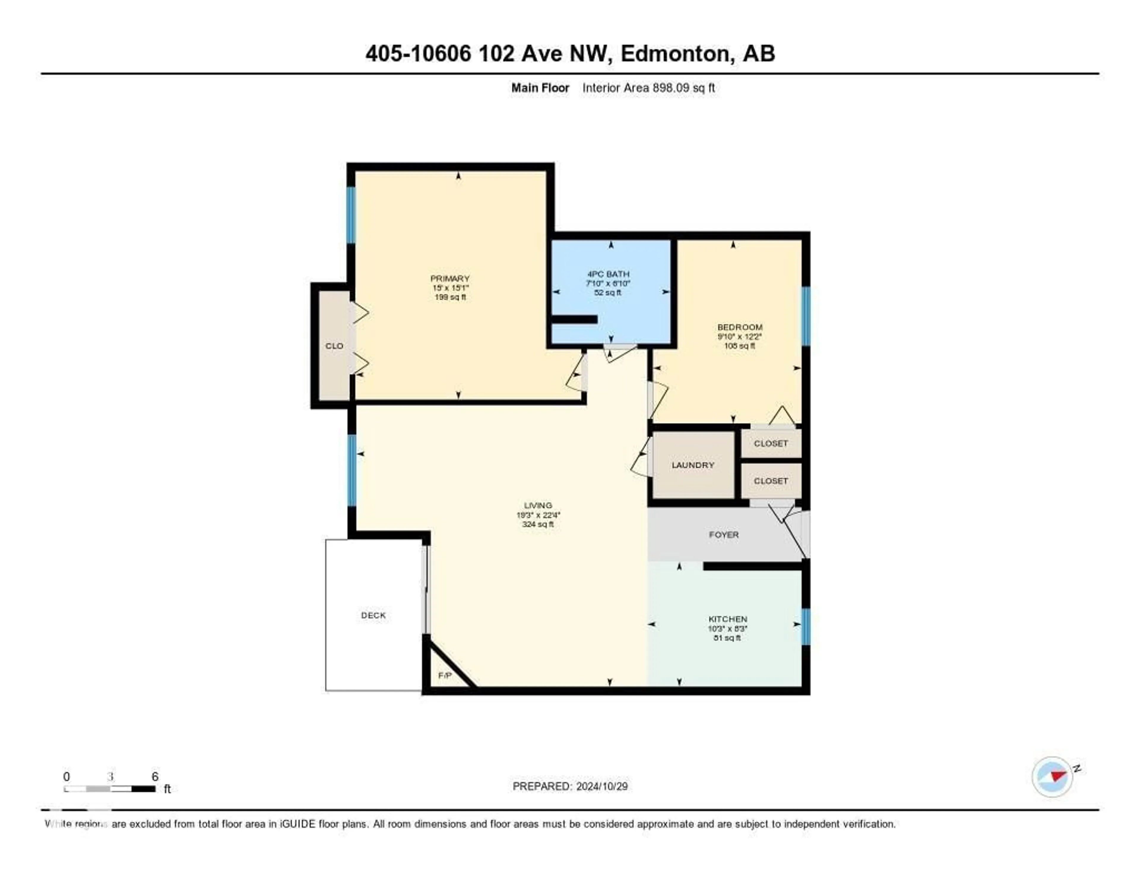 Floor plan for #405 - 10606 102 AV, Edmonton Alberta T5J5E9