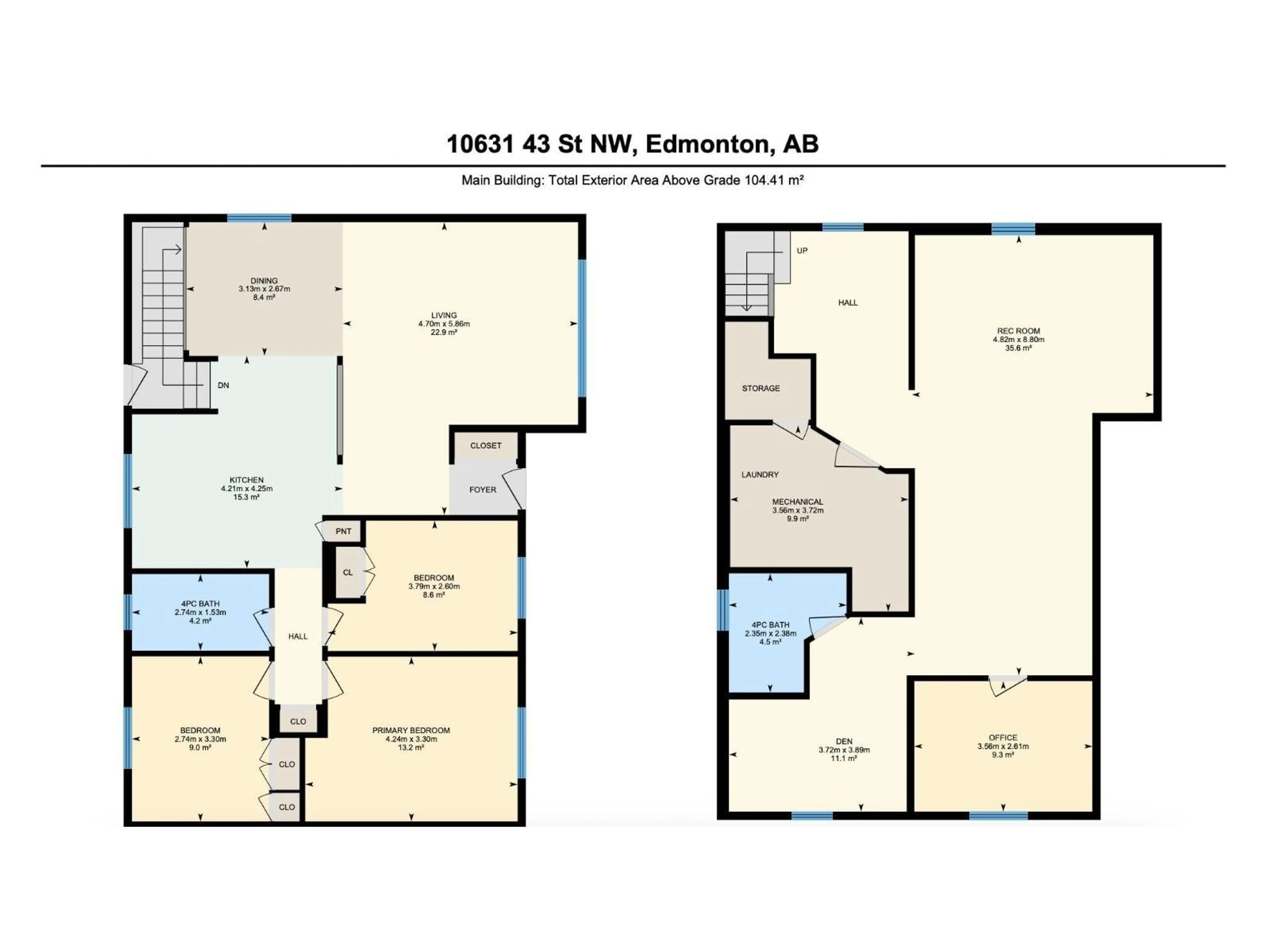 Floor plan for 10631 43 ST, Edmonton Alberta T6A1V2