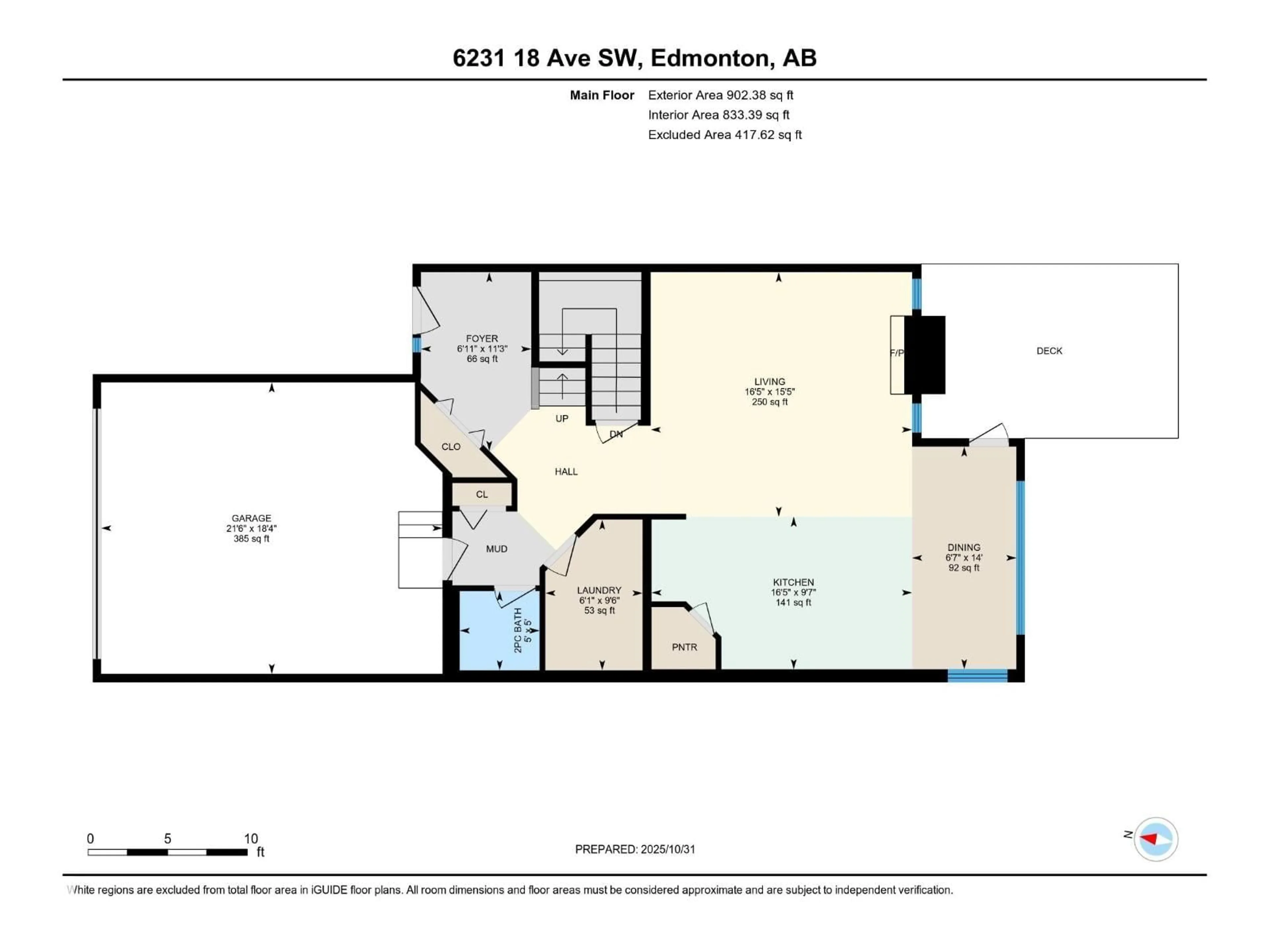 Floor plan for 6231 18 AV, Edmonton Alberta T6X0S1