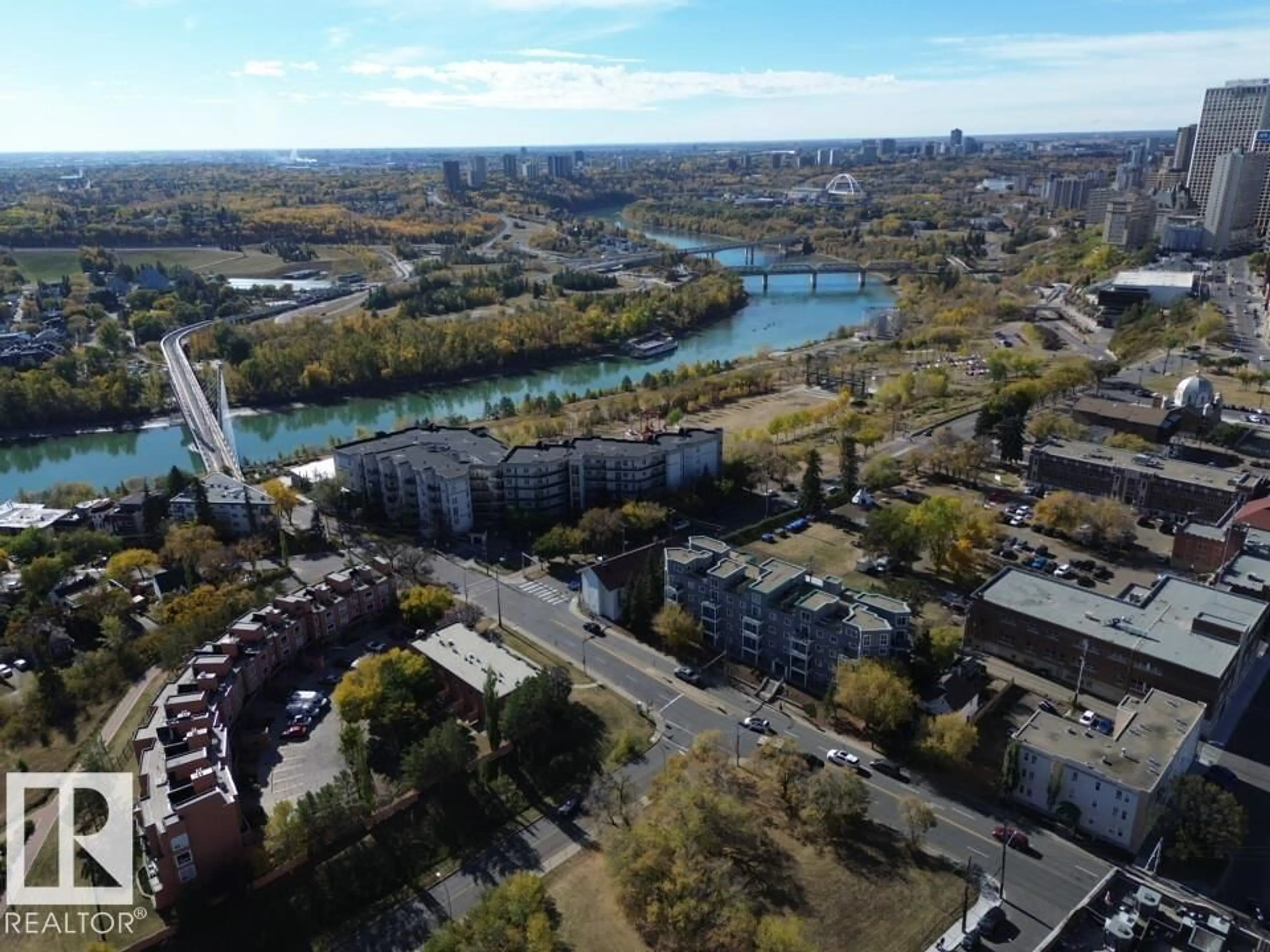 A pic from outside/outdoor area/front of a property/back of a property/a pic from drone, water/lake/river/ocean view for #208 - 10118 95 ST, Edmonton Alberta T5H4R6