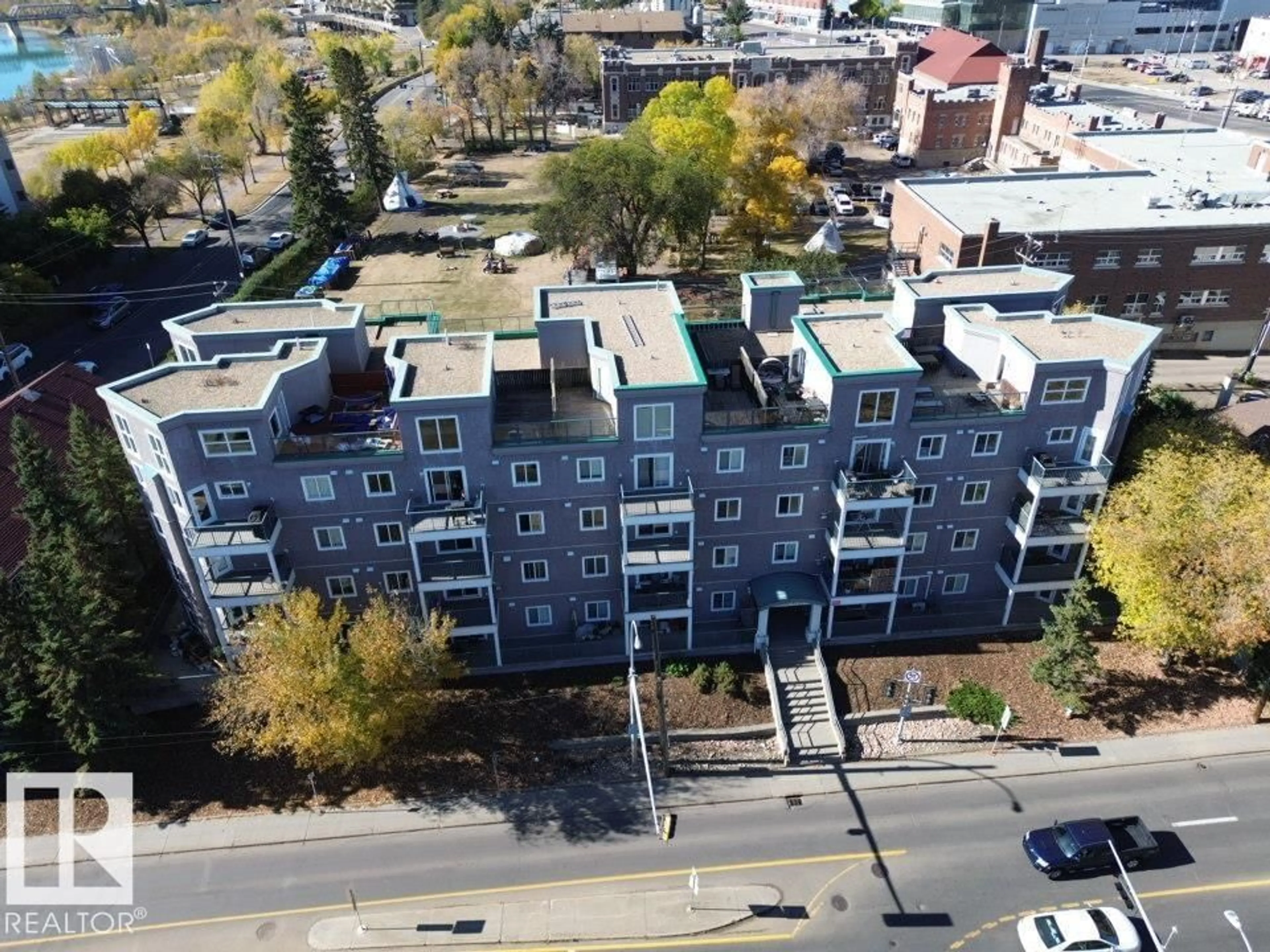 A pic from outside/outdoor area/front of a property/back of a property/a pic from drone, city buildings view from balcony for #208 - 10118 95 ST, Edmonton Alberta T5H4R6