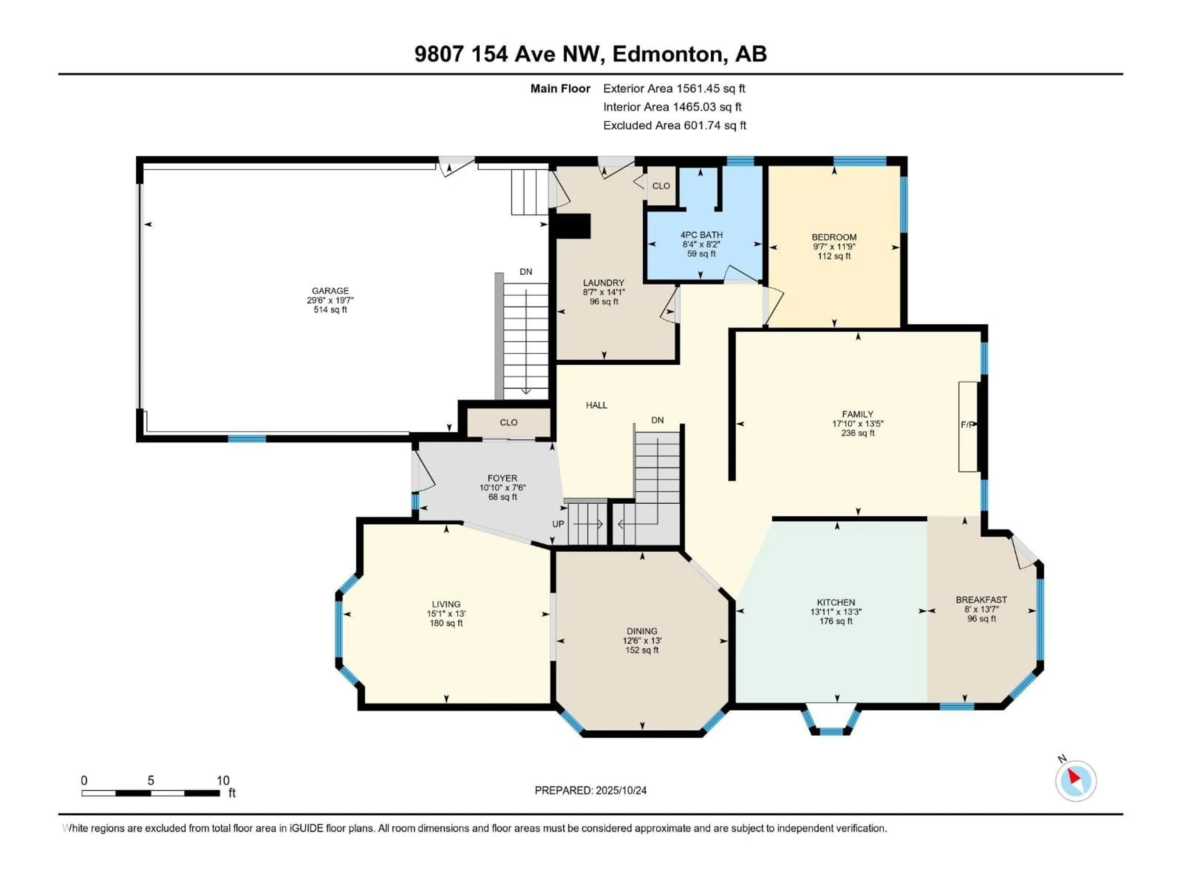 Floor plan for 9807 154 AV, Edmonton Alberta T5X5R2