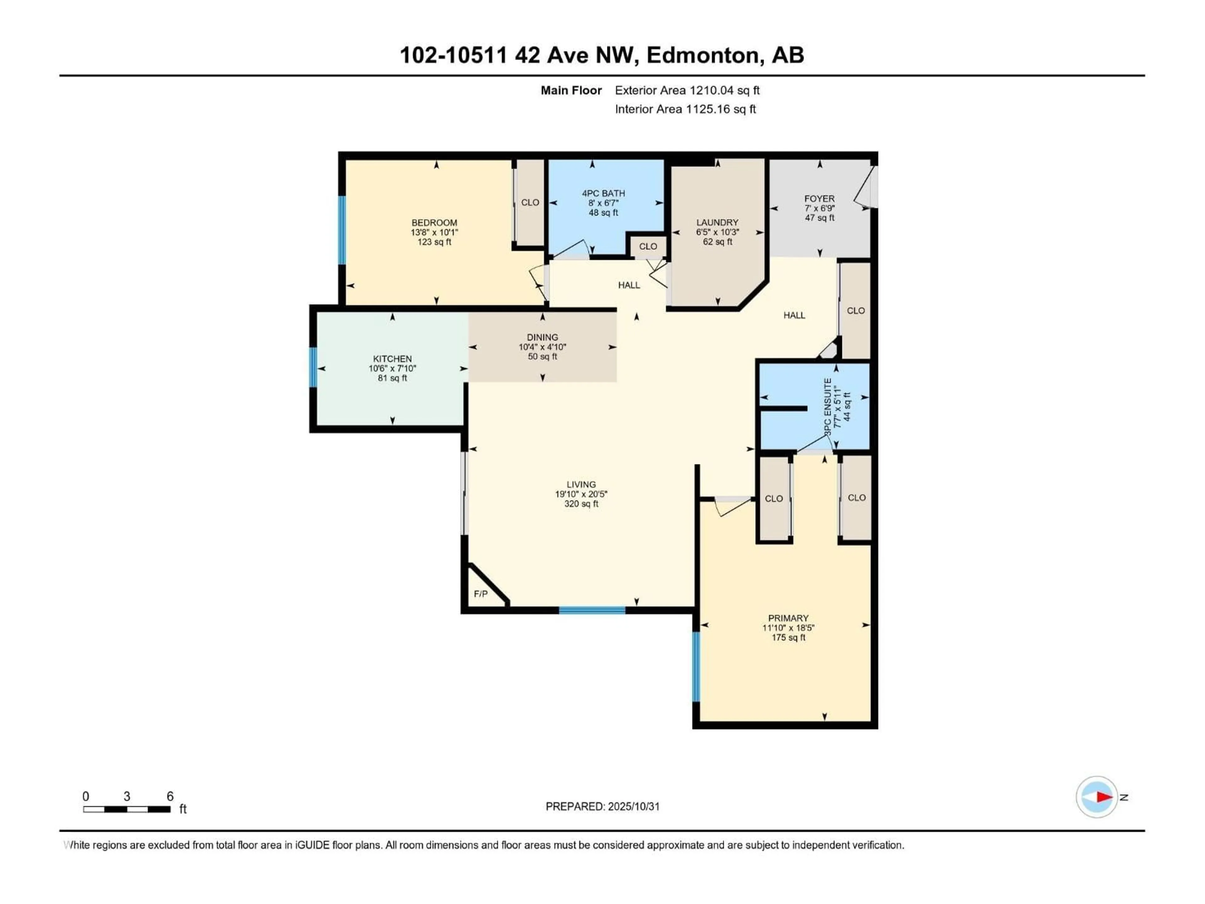 Floor plan for #102 - 10511 42 AV, Edmonton Alberta T5J7G8