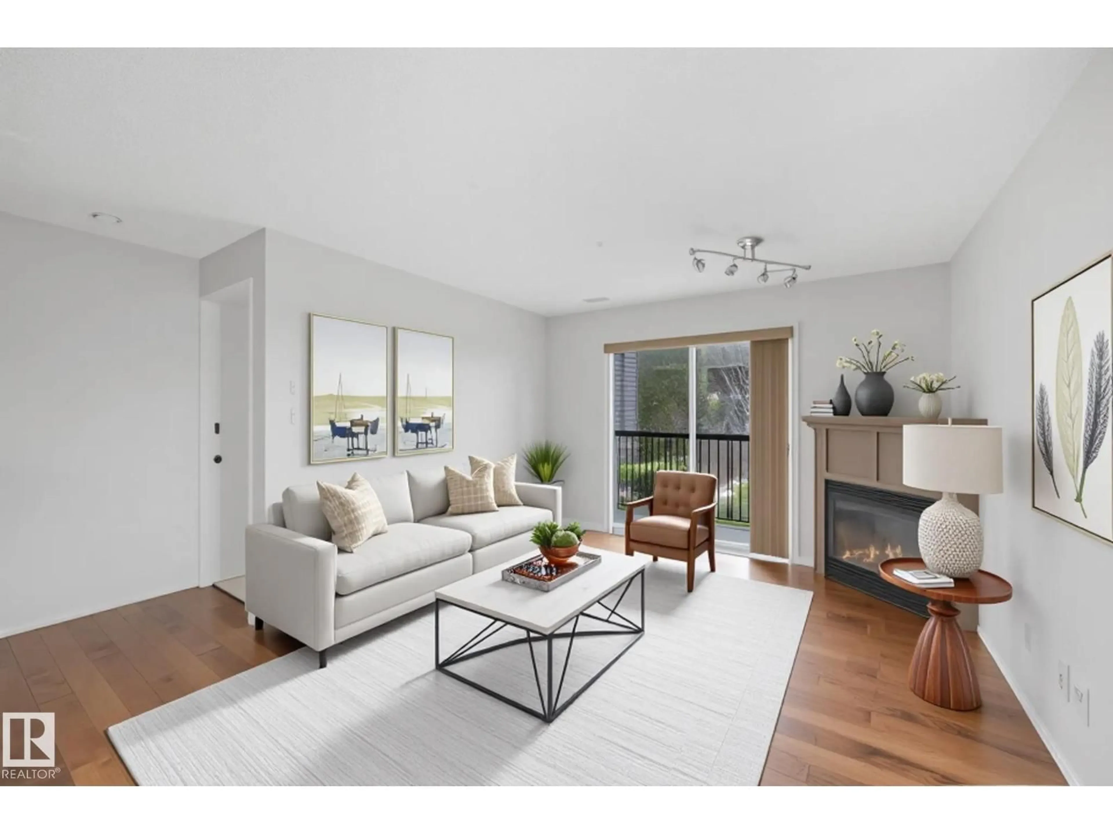 Living room with furniture, wood/laminate floor for #302 - 17407 99 AV, Edmonton Alberta T5T0W7