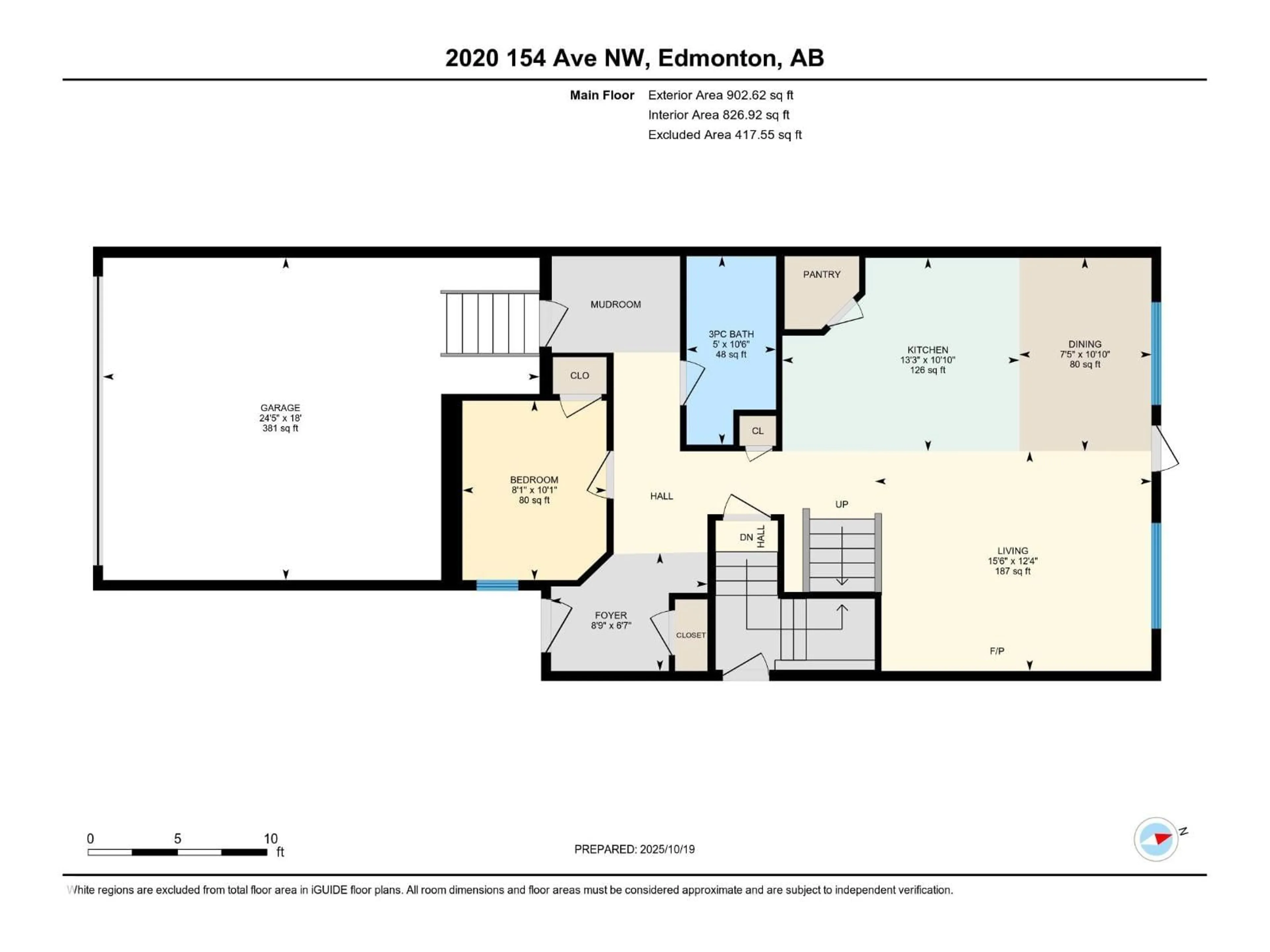 Floor plan for NW - 2020 154 AV, Edmonton Alberta T5Y2R7