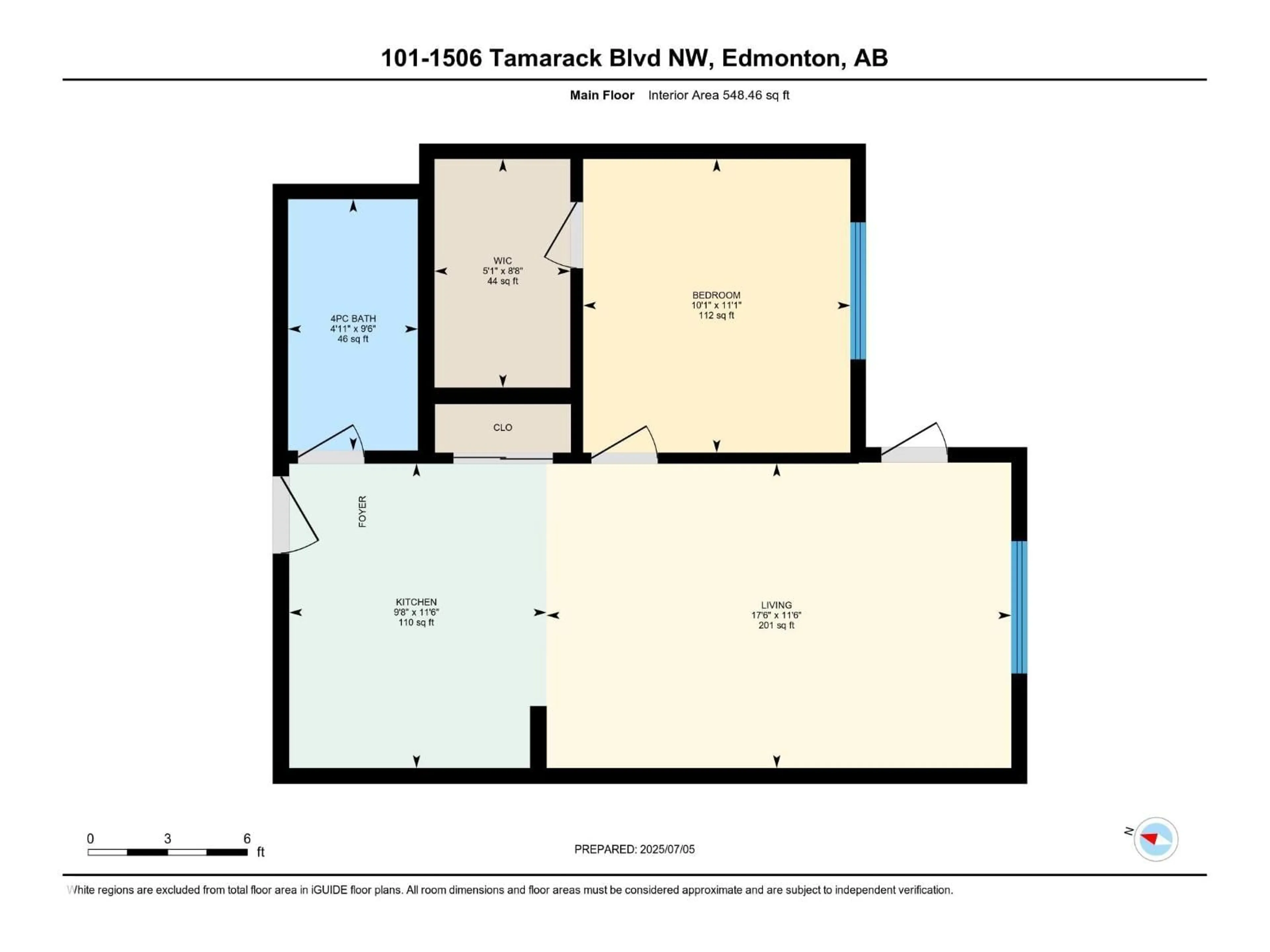 Floor plan for #101 - 1506 TAMARACK BV, Edmonton Alberta T6T2J5
