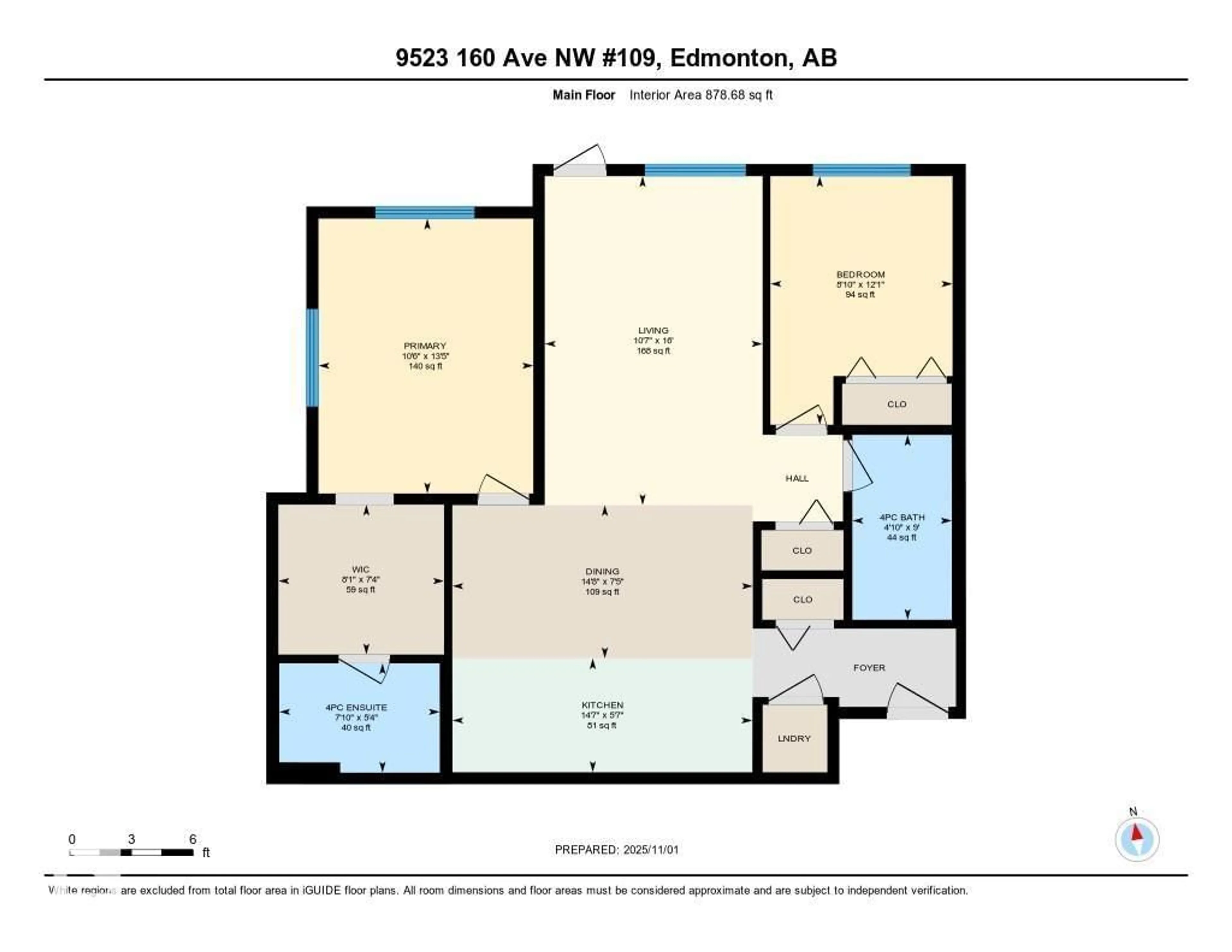 Floor plan for 9523 - 109 160 AV, Edmonton Alberta T5Z0N1