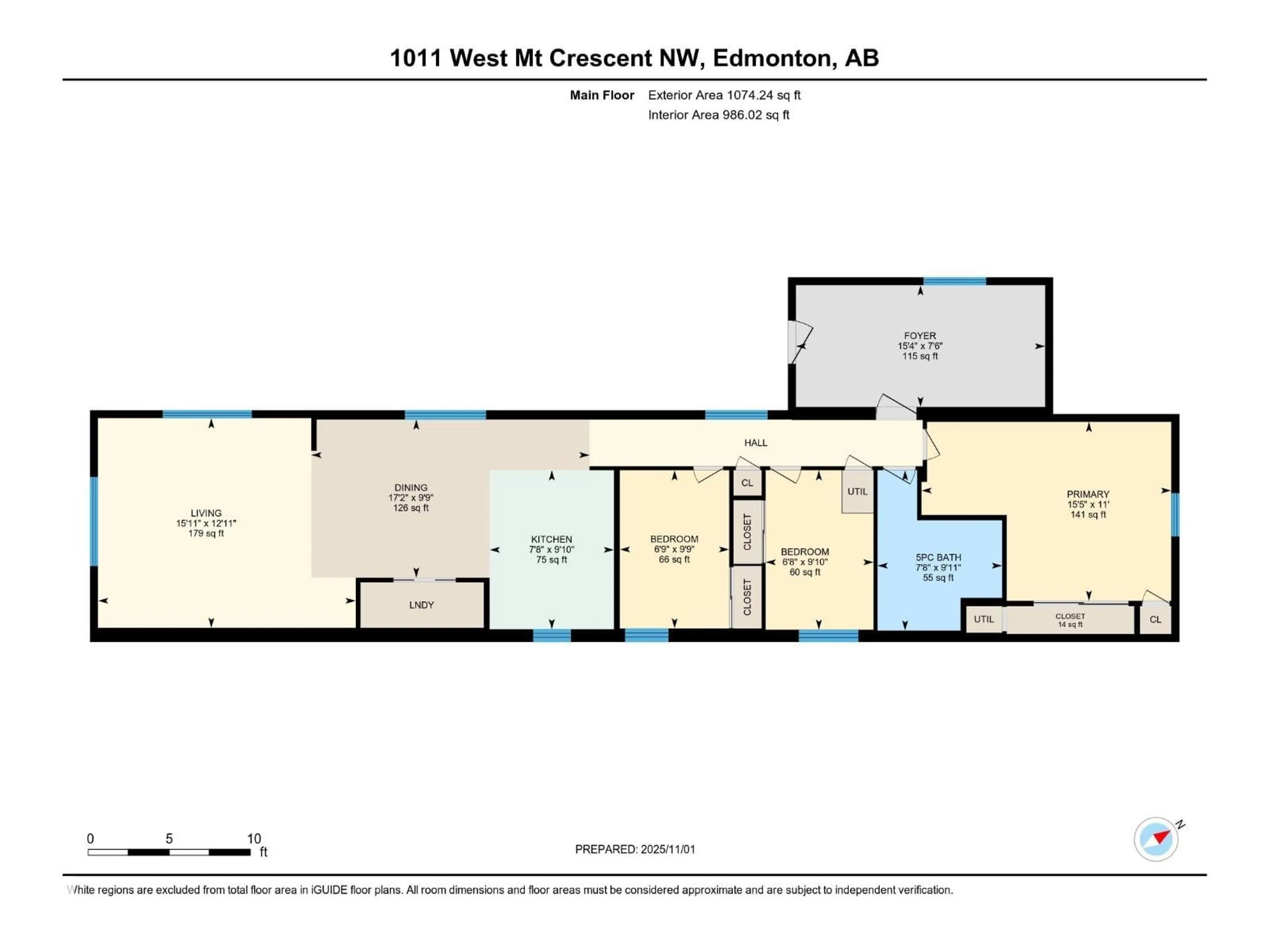 Floor plan for NW - 1011 WEST MOUNT CR, Edmonton Alberta T5S1T6