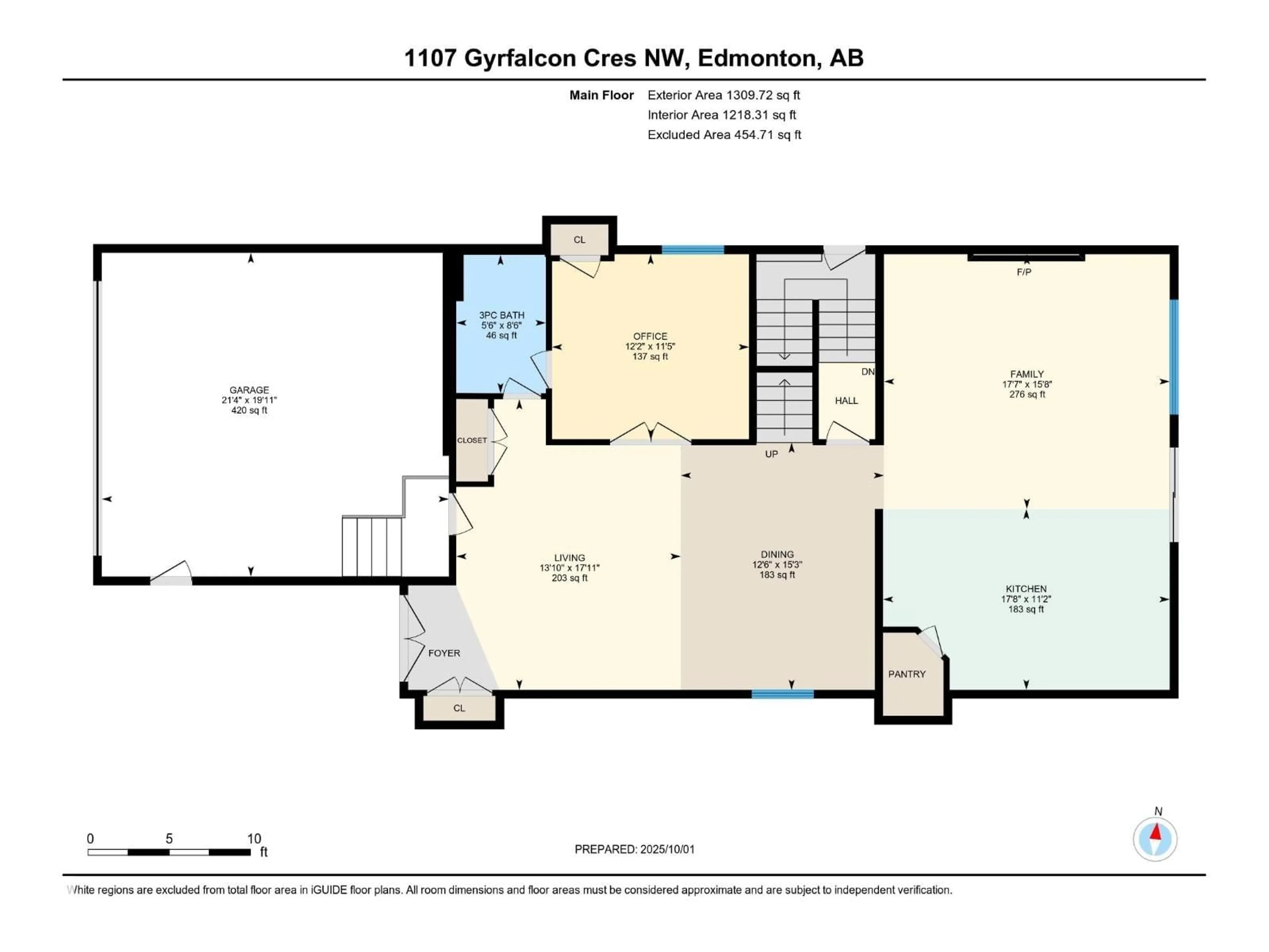 Floor plan for 1107 GYRFALCON CR, Edmonton Alberta T5S0S5