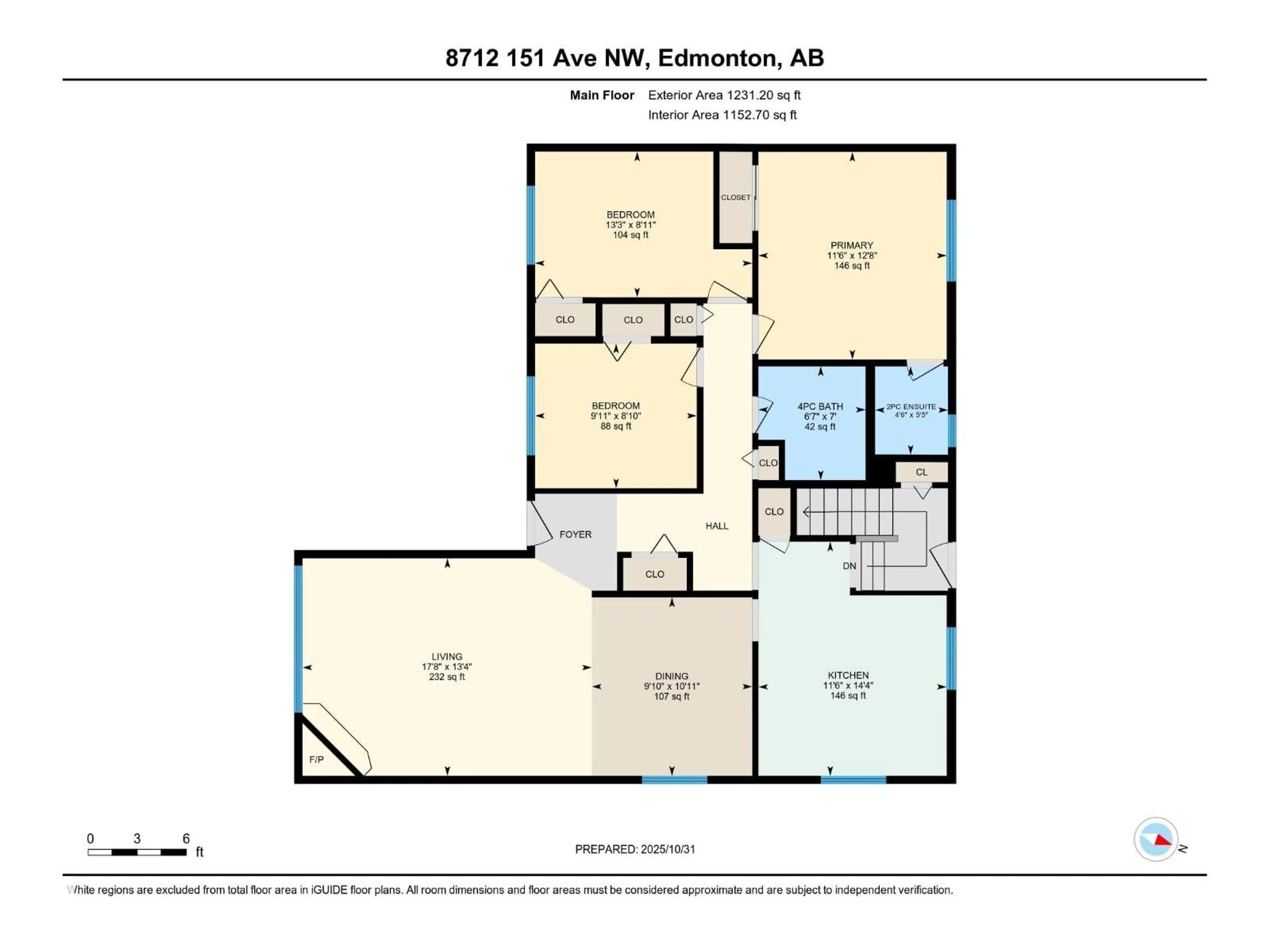 Floor plan for 8712 151 AV, Edmonton Alberta T5E5Y2